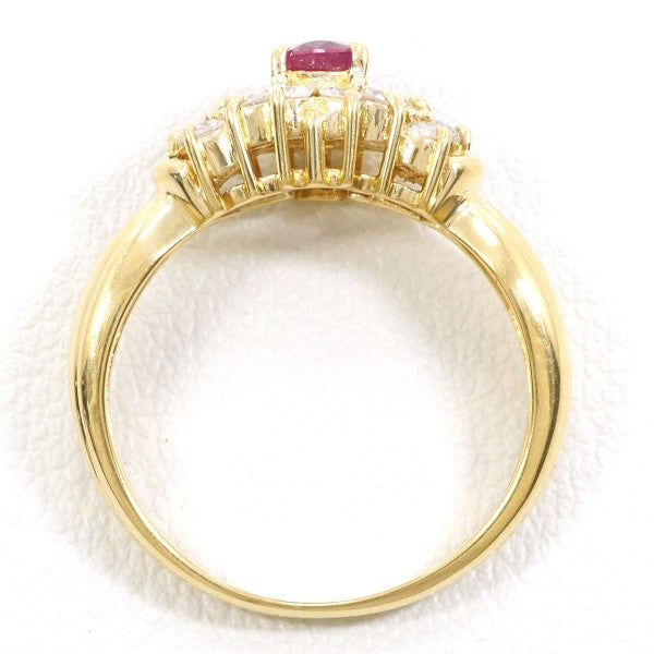 18K Yellow Gold Ruby and Diamond Ring for Women - Elegant Wedding, Engagement, Anniversary Gift - Perfect for Special Occasions