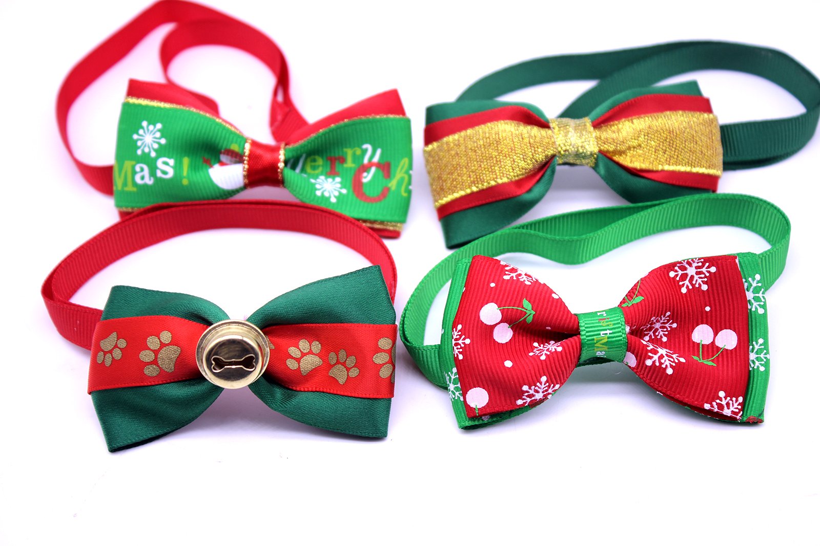 10pcs Festive Christmas Dog Bow Ties - Adjustable Pet Collar Accessories for Small Dogs & Cats | Perfect for Holiday Photos, Parties & Pet Grooming
