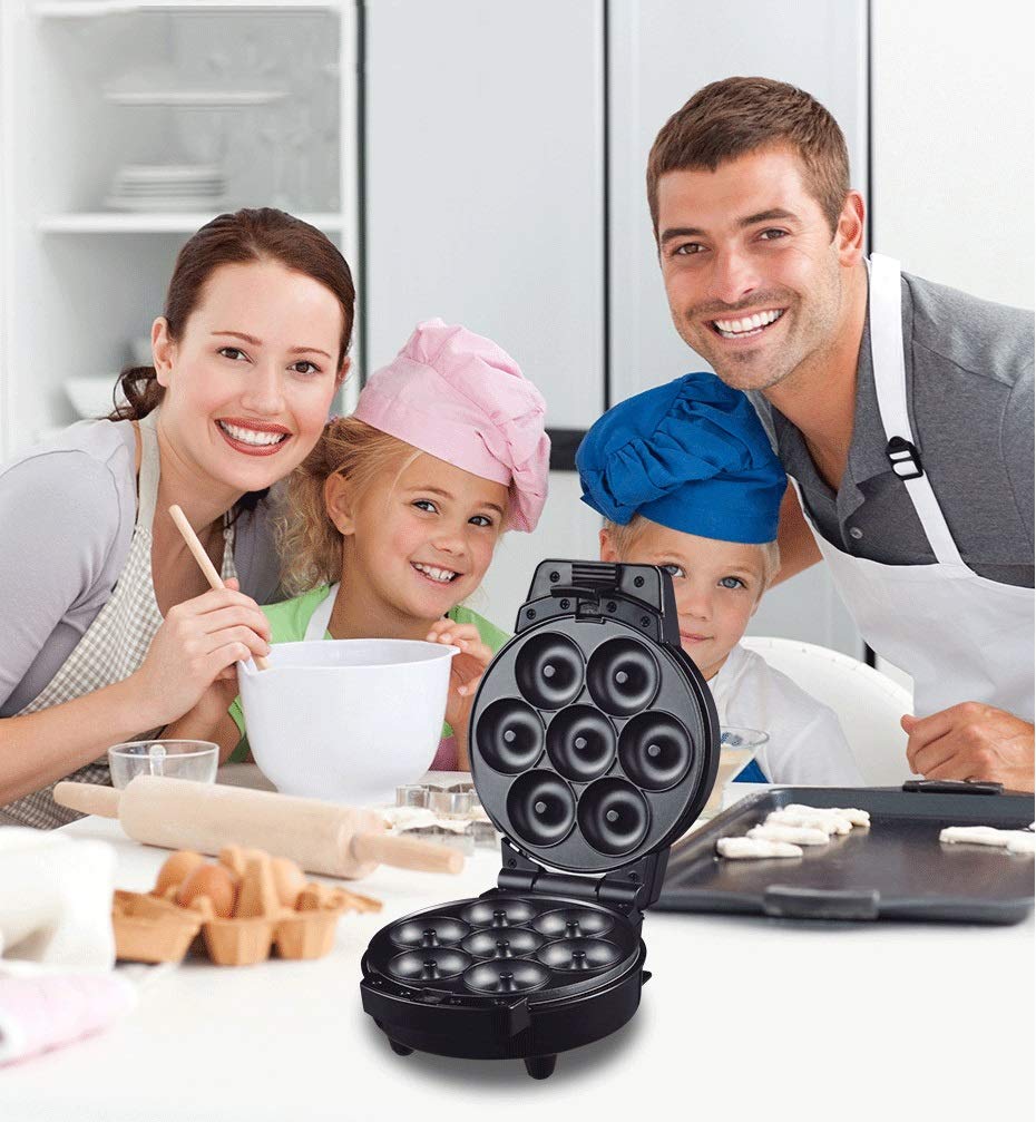 600W Bubble Waffle Maker & 7-Piece Donut Maker Machine - Home Cake Baking Kit with European Plug for Golden Snacks - Perfect for Parties, Breakfast & Dessert Making