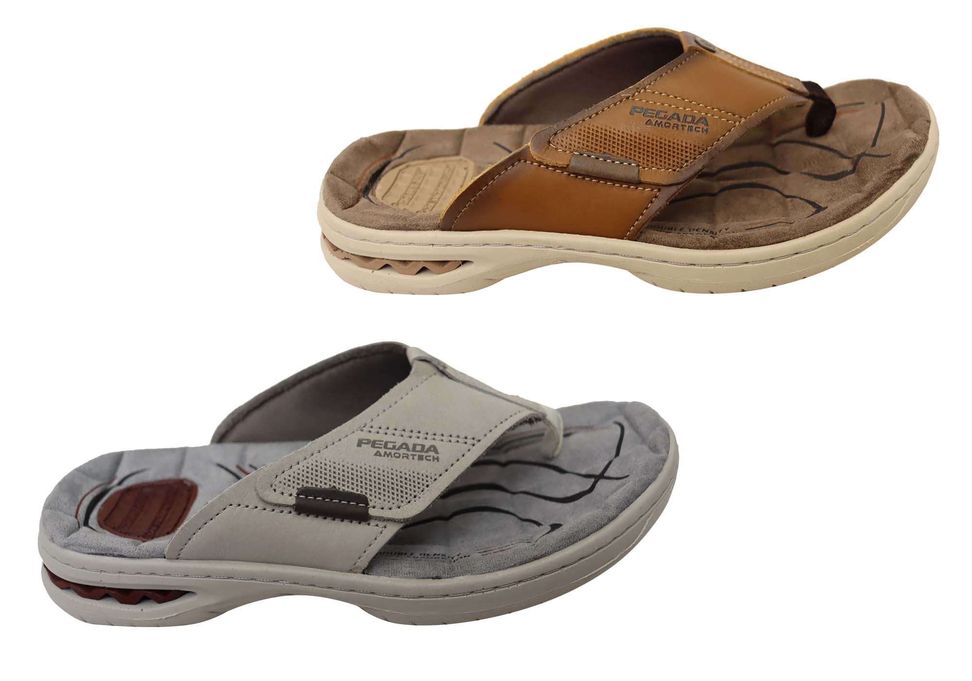 **Pegada Hume Men's Comfortable Leather Flip Flops Sandals - Made in Brazil - Perfect for Beach, Pool, and Casual Wear**