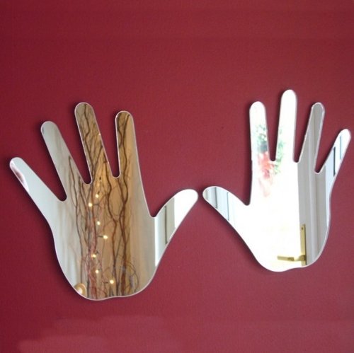 Pair of Hands Mirrors - 12cm x 8cm Each Hand - Perfect for Makeup, Grooming & Home Decor