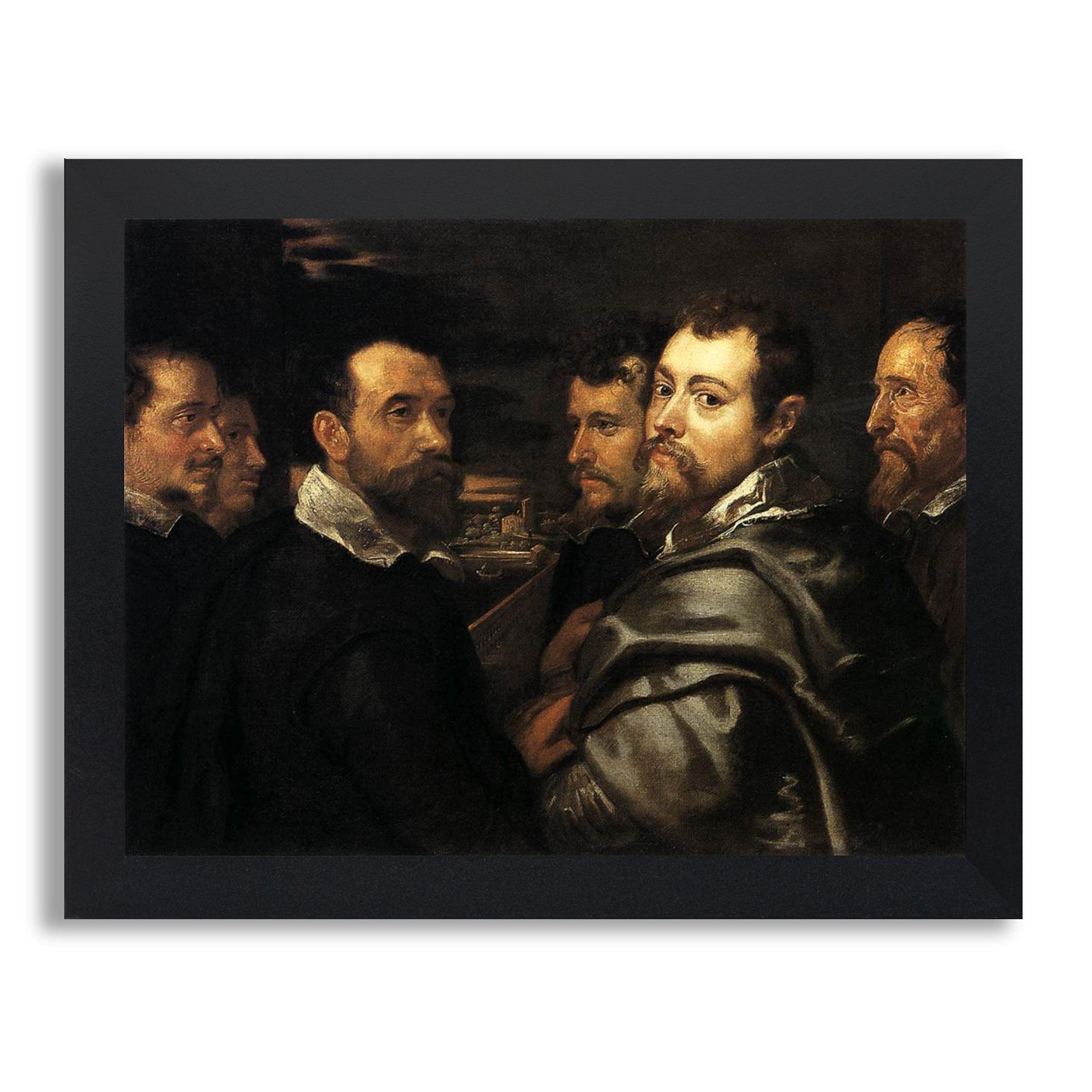 Peter Paul Rubens Self Portrait & Friends Framed Art Print | High Quality Fine Art Reproduction Poster in Wood Frame | Wall Decor for Living Room, Bedroom & Office