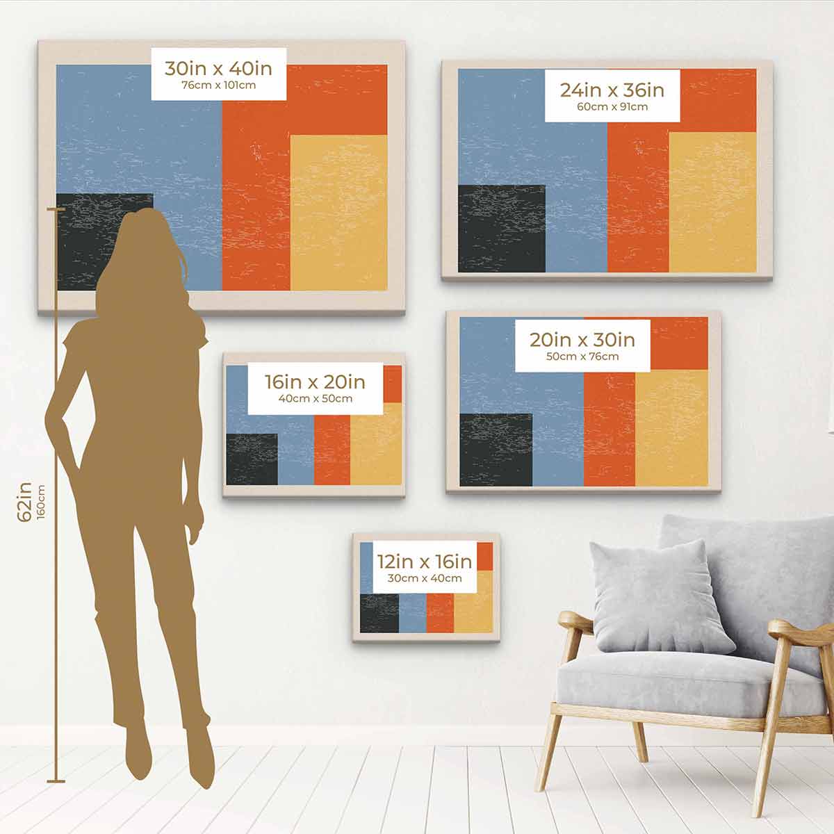 Orange Abstract Wall Art Canvas 9212 - Modern Hand Painted Home Decor for Living Room, Bedroom & Office - Perfect for Contemporary Interior Design