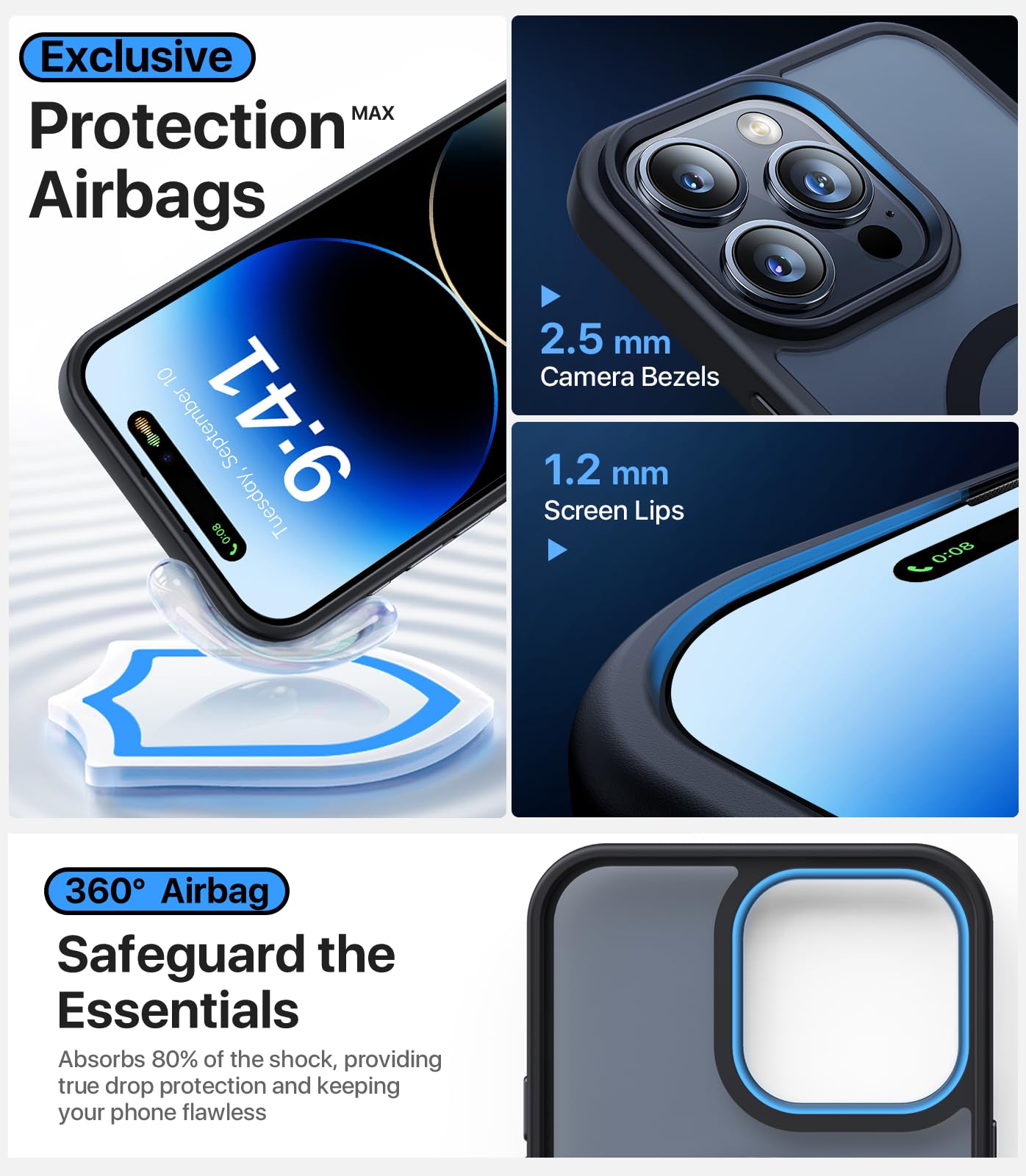 Magnetic iPhone 15 Pro Max Case - Military-Grade Shockproof Protective Cover with Slim Translucent Matte Design | Compatible with MagSafe | Perfect for Everyday Use, Travel & Outdoor Activities (Black)