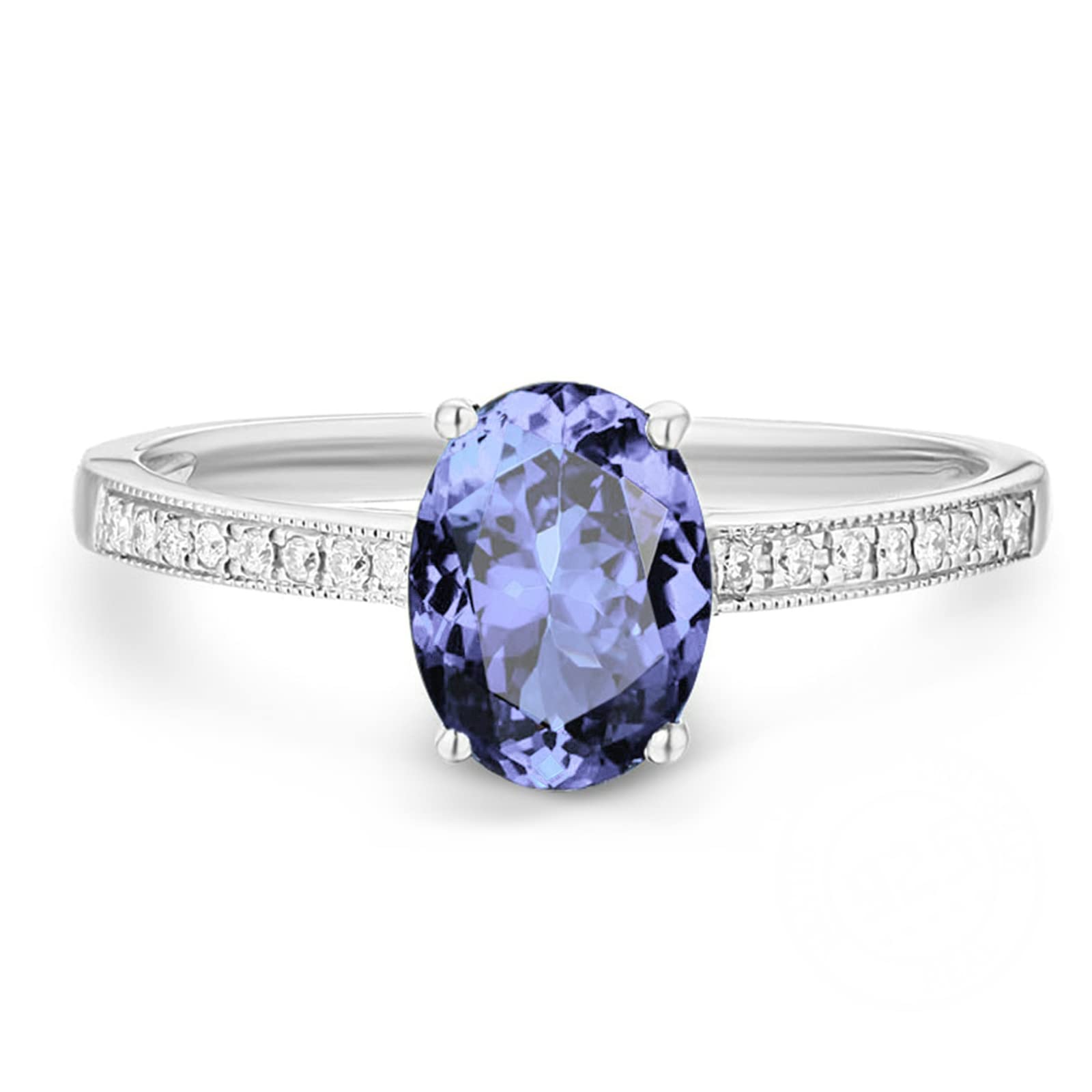 Gualiy Women's Sterling Silver Oval Lavender Purple Cubic Zirconia Promise Ring - Size 4-11 - Elegant Gift for Her, Anniversary, Engagement, Wedding, or Special Occasion Jewelry