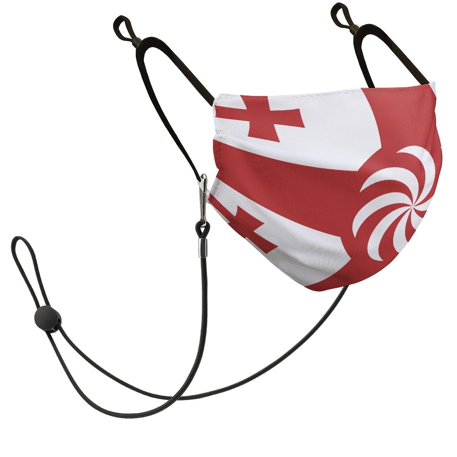 Georgia Flag Design Reusable Unisex Face Mask - Washable with 2 Filters & Adjustable Ear Loops for Outdoor Sports, Hiking, Cycling - Breathable Comfort for Gym, Travel, School & Public Spaces - Perfect for Patriotic Americans & Georgia Bulldogs Fans