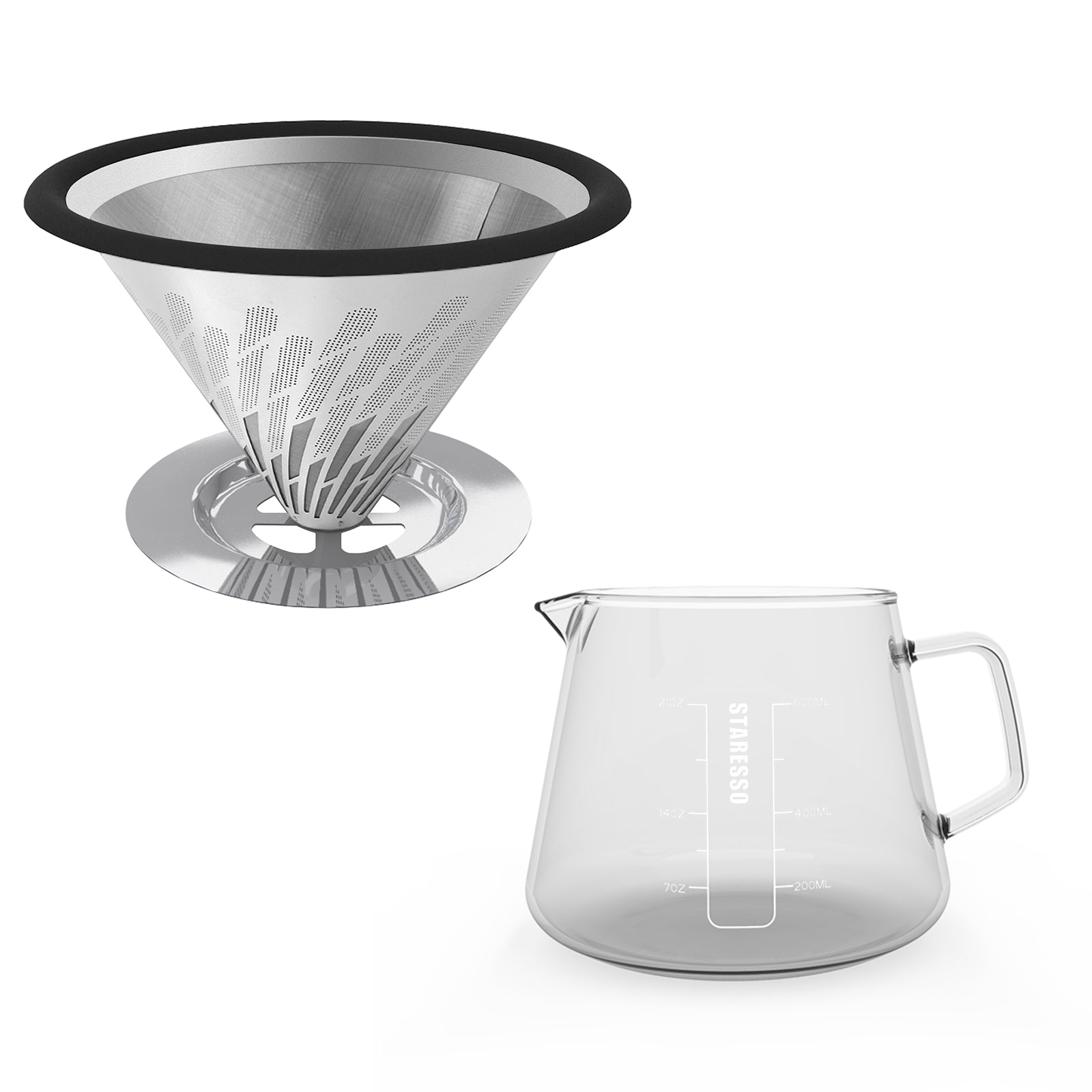 STARESSO Stainless Steel Pour Over Coffee Filter - Durable & Reusable for Home, Office, and Travel Brewing