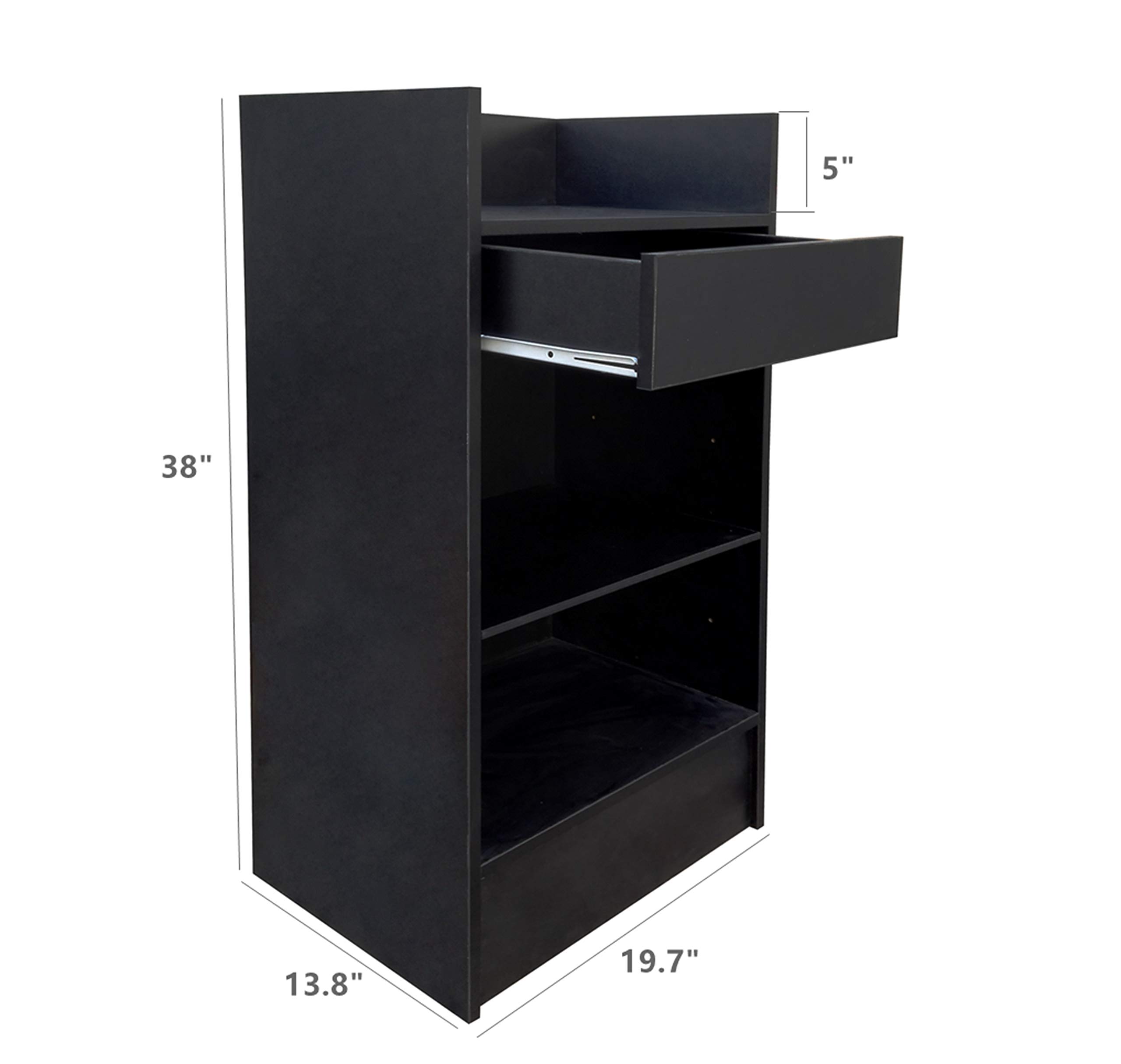 FixtureDisplays® Black Cash Wrap Counter with Adjustable Storage Shelf - Heavy Duty Retail Checkout Stand for Stores, Boutiques & Market Stalls (Model 119721) - Perfect for POS Systems, Cash Handling & Customer Transactions