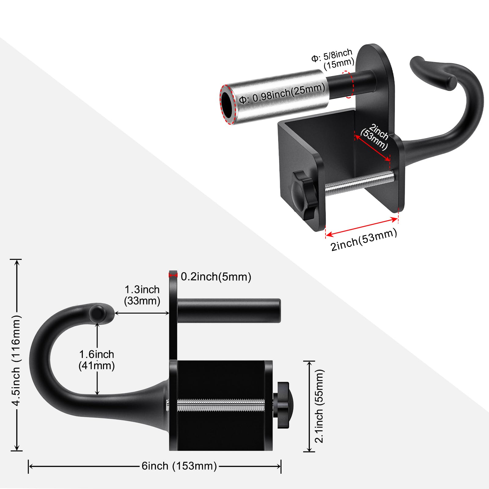 Kipika Heavy Duty Power Cage Squat Rack Accessories - 2 Pack Gym Hooks for Resistance Bands, Compatible with 5/8