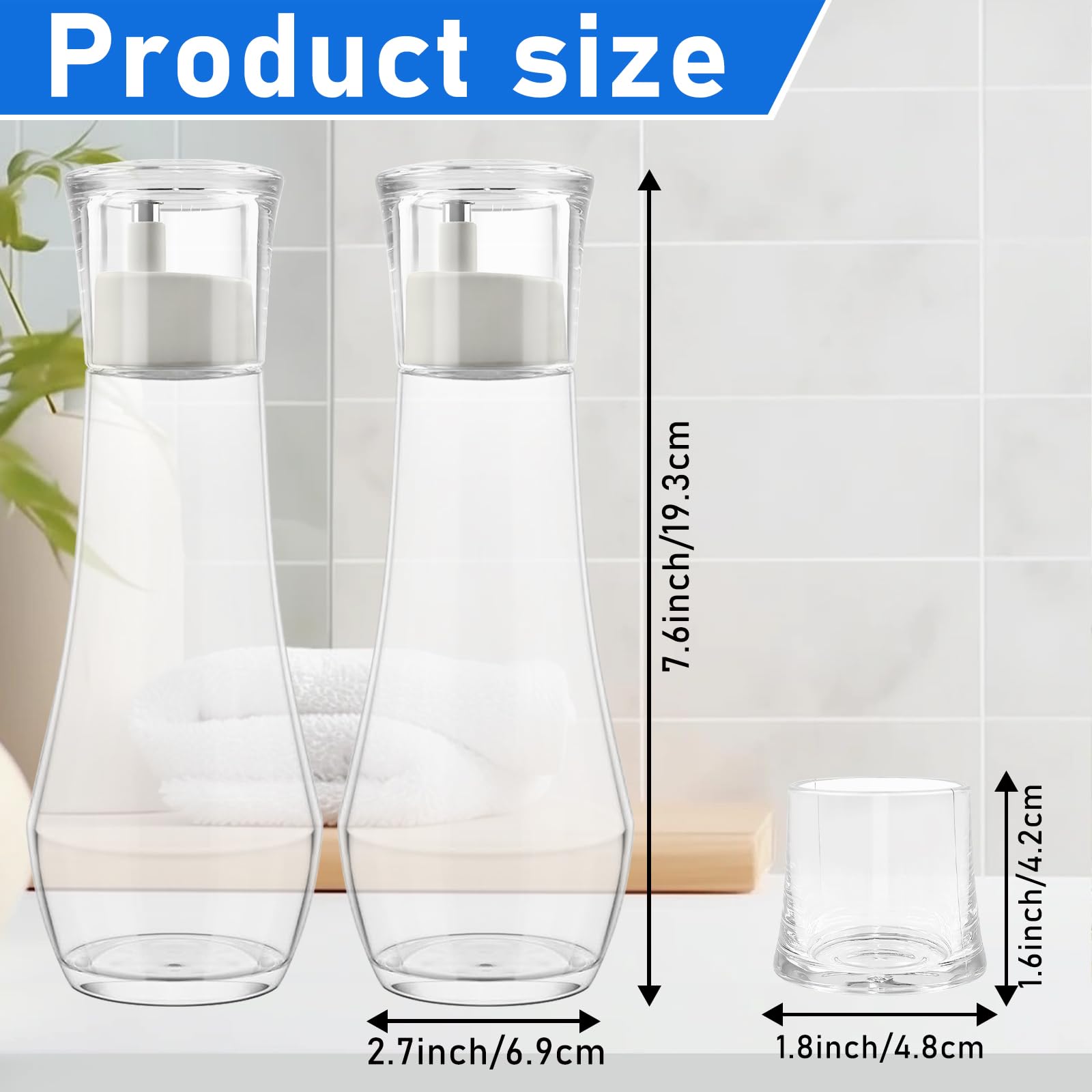 2 Pack 8.8OZ Clear Glass Mouthwash Dispenser with Lid Cup - Refillable Bathroom Countertop Organizer for Mouthwash, Rinse Cup & Dental Care Essentials | Perfect for Vanity, Sink, or Medicine Cabinet Storage