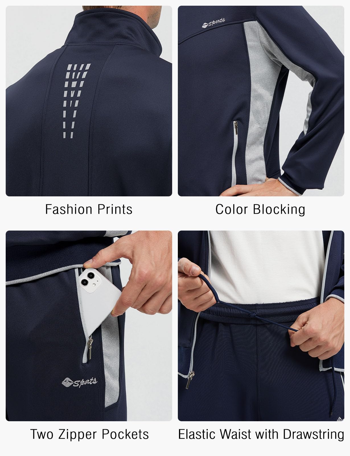 Rdruko Men's 2-Piece Tracksuit Set - Athletic Jogging Gym Activewear Sweatsuit for Running, Workout & Casual Wear | Lightweight Comfortable Sports Outfit for Men