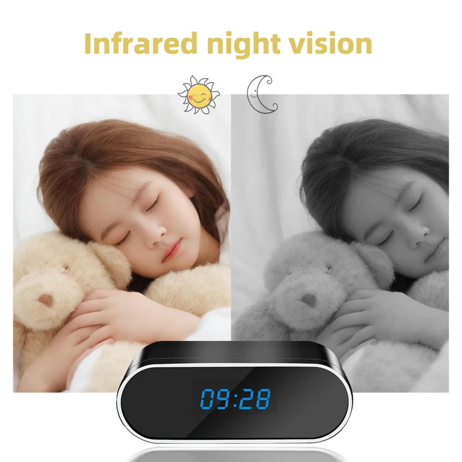 FKINGLRK Mini Spy Hidden Alarm Clock Camera - Full HD 1080P WiFi Security Camera with Motion Detection & Night Vision | Wireless Nanny Cam for Home, Office, Baby Monitoring