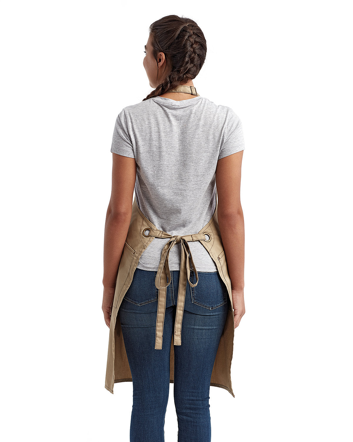 Reprime RP121 Unisex Barley Contrast Stitch Recycled Bib Apron - Eco-Friendly Artisan Collection for Cooking, Baking, BBQ & Crafting