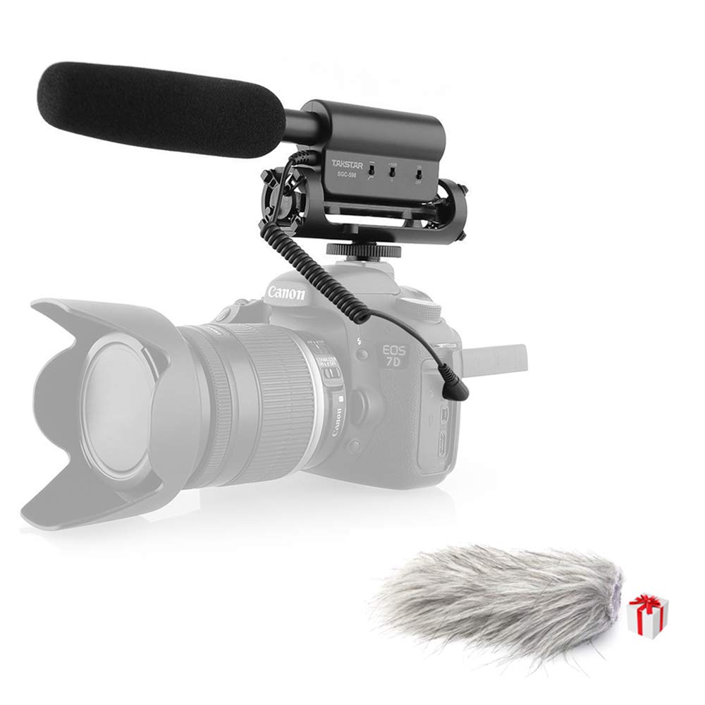TAKSTAR SGC-598 Professional Shotgun Microphone for DSLR Cameras - Compatible with Nikon & Canon - Includes Furry Windscreen - Perfect for Interviews, Vlogging & On-Camera Recording (Open Box)