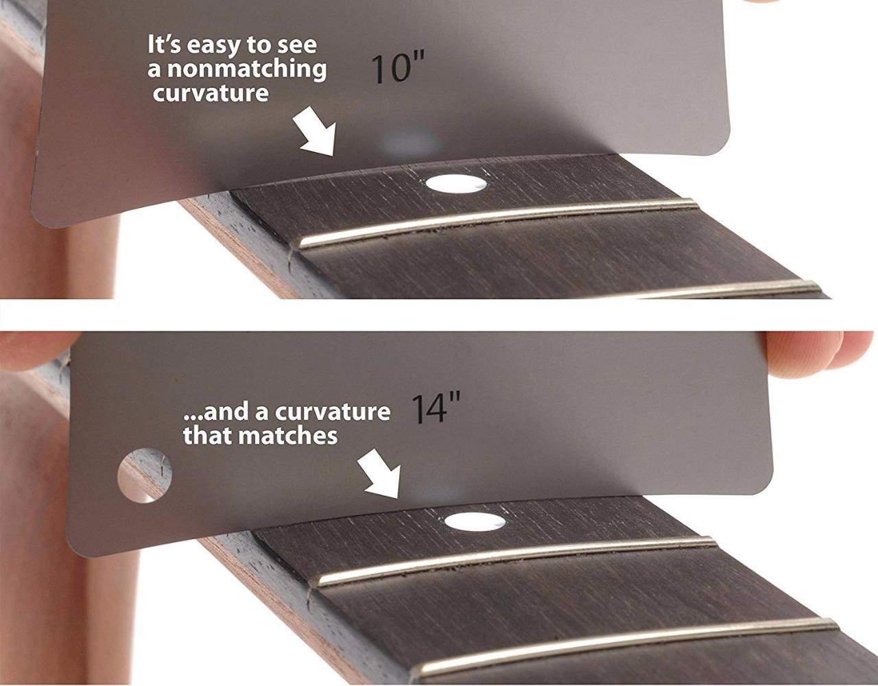 KAISH Set of 2 Stainless Steel Guitar Fretboard Radius Gauge - Professional Luthier Tool for Measuring Fretboard, Nut & Saddle - Perfect for Guitar Setup, Repair & Maintenance