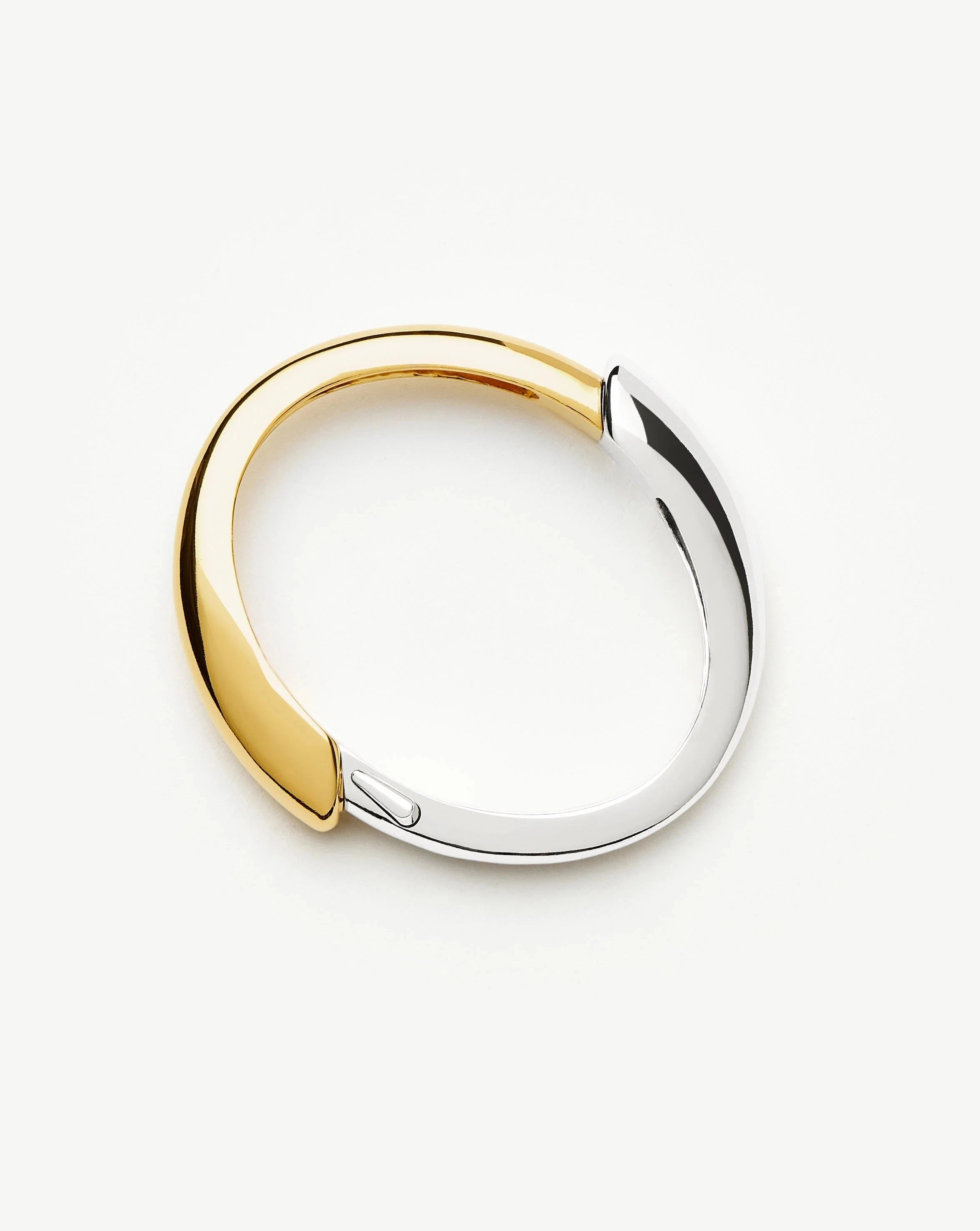 Elegant Sculptural Ridge Hinged Bangle Bracelet - Mixed Metal Jewelry for Women, Perfect for Parties, Weddings & Everyday Wear
