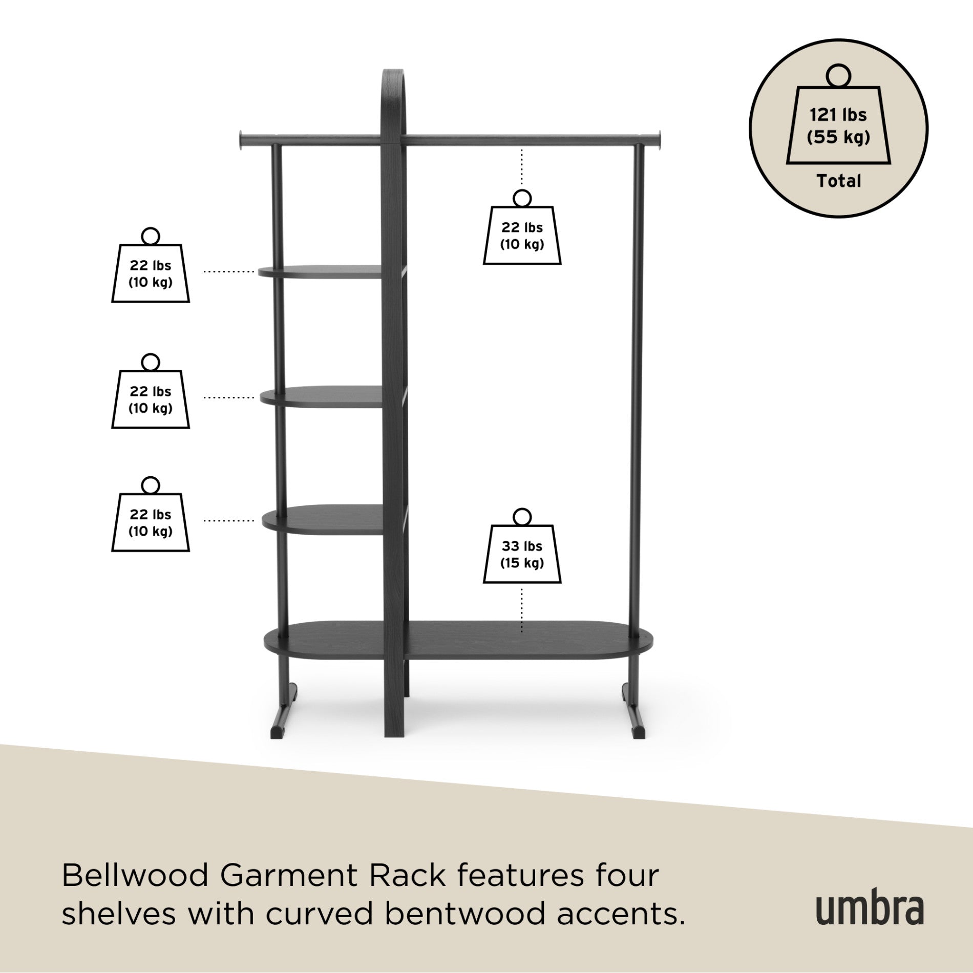 Bellwood Garment Rack - Heavy Duty Clothes Rack with Wheels, Adjustable Clothing Rack for Bedroom, Closet Organization, Laundry Room & Retail Store Display