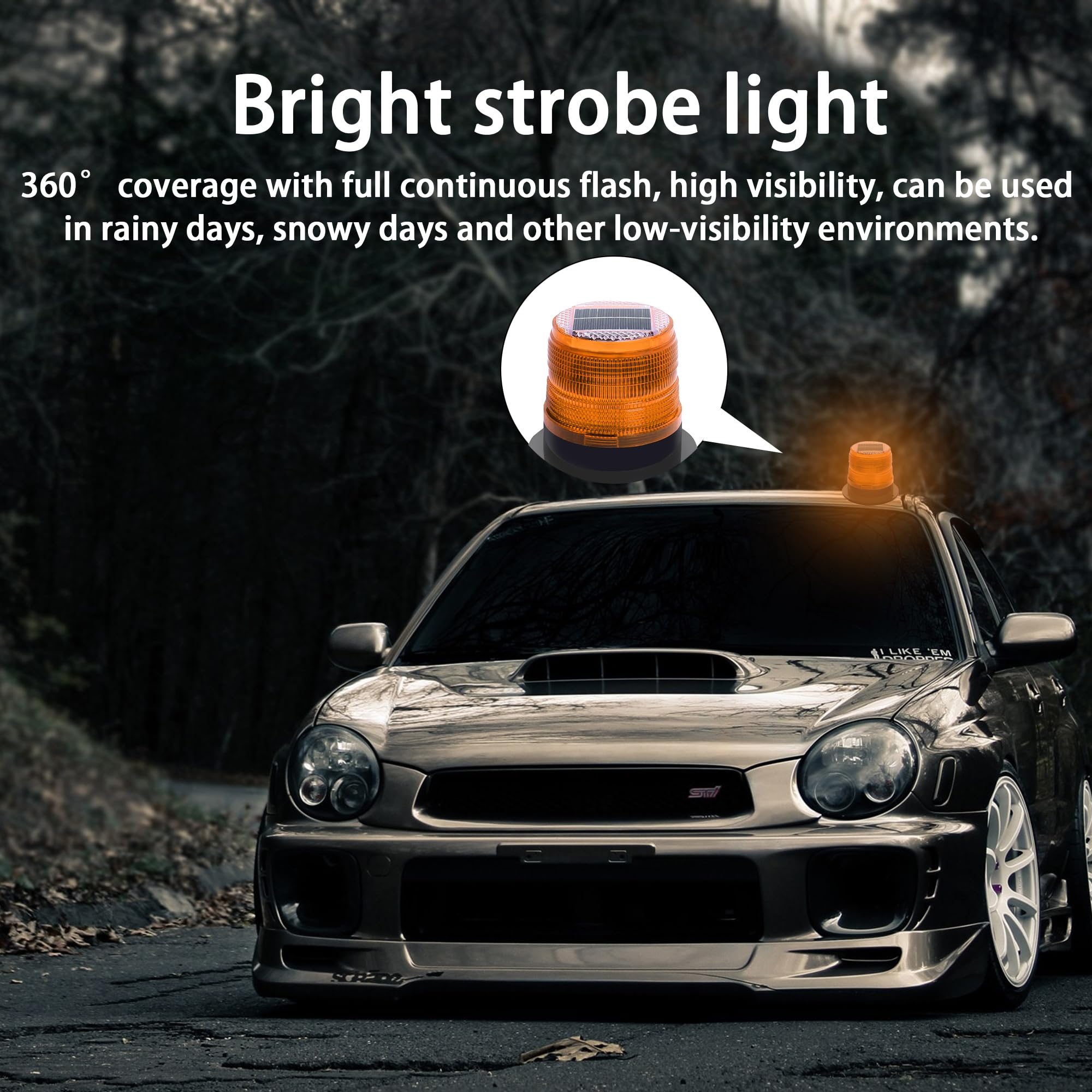 Solar Powered Magnetic Strobe Warning Light - Waterproof LED Flash Light with Strong Magnetic Base for Construction, Traffic, Factory Safety - Yellow Emergency Beacon for Road Work, Hazard Zones & Night Visibility