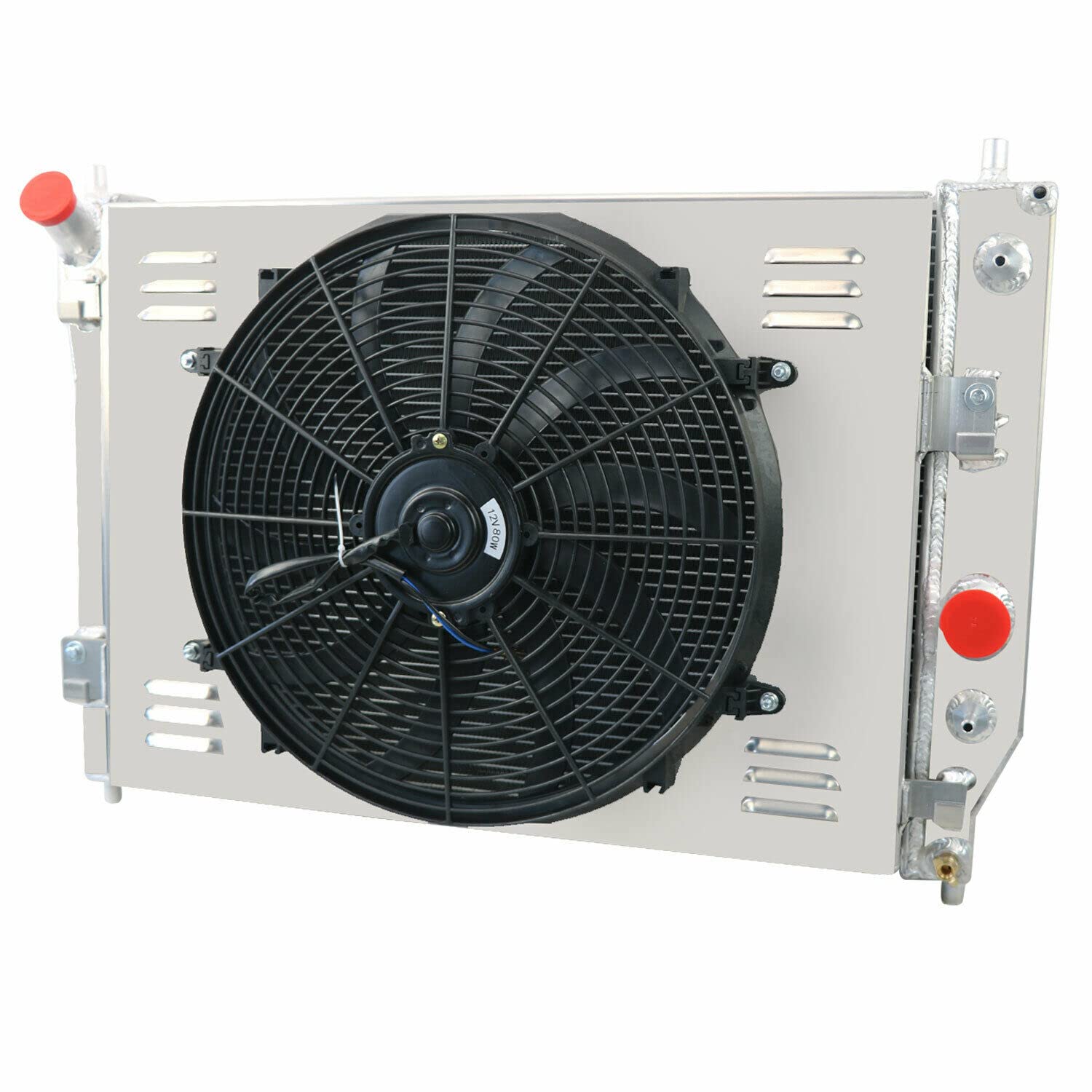 ALLOYWORKS 4 Row Aluminum Radiator with Shroud Fan & Relay Kit for 2005-2013 Chevy Corvette C6 6.0L 6.2L 7.0L V8 Engines - High Performance Cooling Upgrade for Racing & Daily Driving
