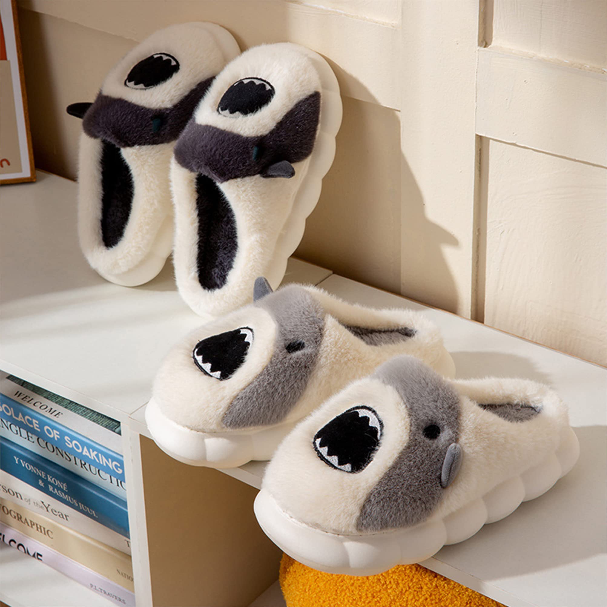 Cozy Winter Animal Slippers for Women & Men - Shark Design Non-Slip Indoor/Outdoor House Shoes for Home, Beach & Casual Wear