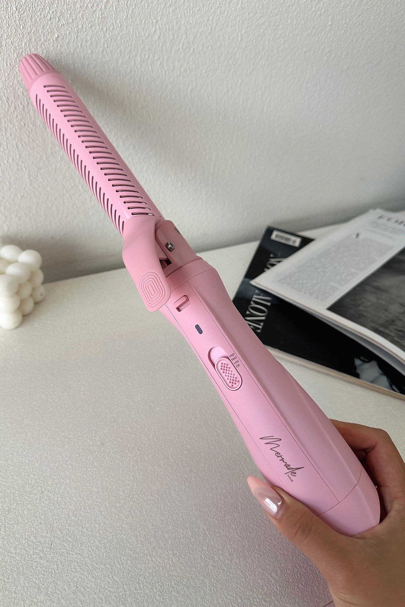 Mermade Aircurl Hair Curler - Pink | Automatic Curling Wand for Beach Waves & Loose Curls | Perfect for Home Styling, Travel & Salon Use