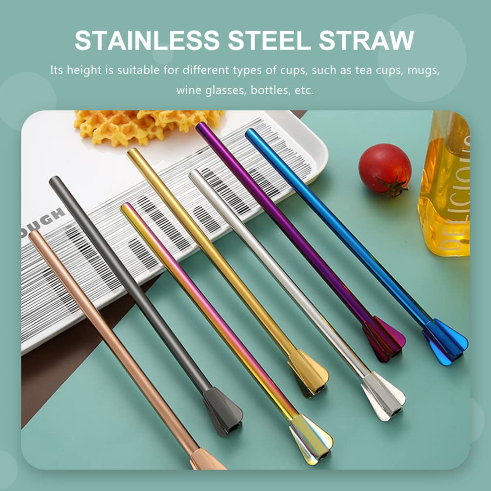 HEMOTON 2-Pack Stainless Steel Bubble Tea Straws - Reusable Straight Drinking Straws with Scoop for Smoothies, Iced Coffee & Travel | Eco-Friendly Metal Straws for Home, Office & Outdoor Use