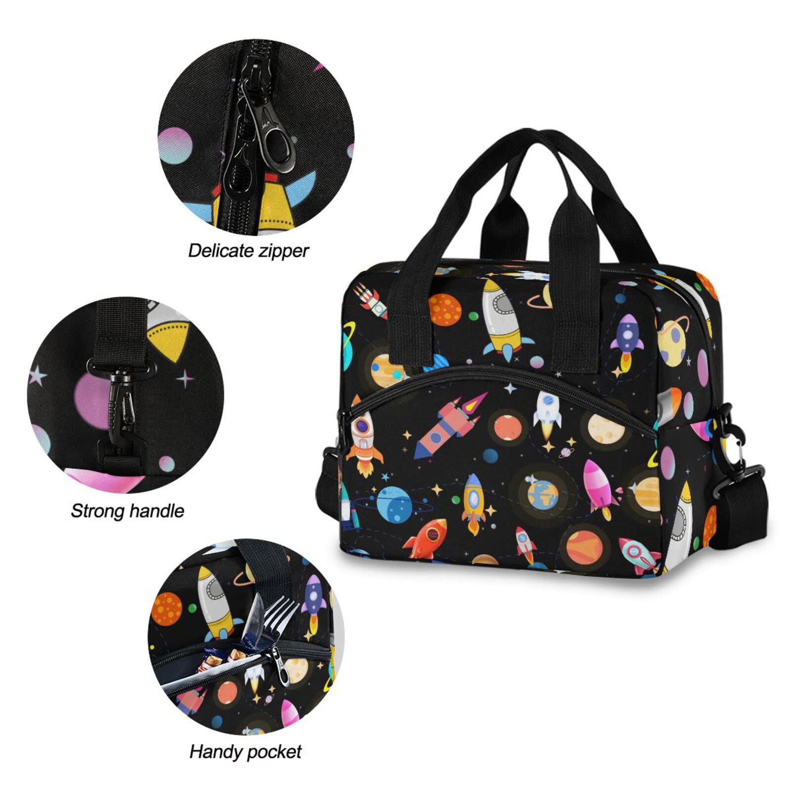 **CBBYY Planet Rocket Insulated Lunch Bag for Women & Men - Reusable Thermal Lunch Box with Adjustable Shoulder Straps - Perfect for Work, School, Picnic & Outdoor Activities**