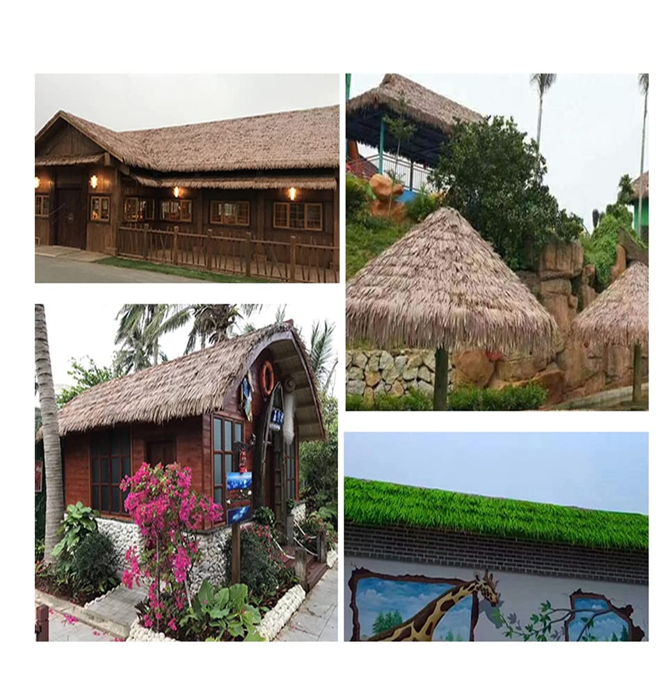 Fireproof Plastic Thatch Roof Tiles - 20pcs Fake Straw Thatch for Pavilion & Outdoor Decor (Yellow23) - Perfect for Tiki Bars, Beach Parties, and Tropical Themed Events