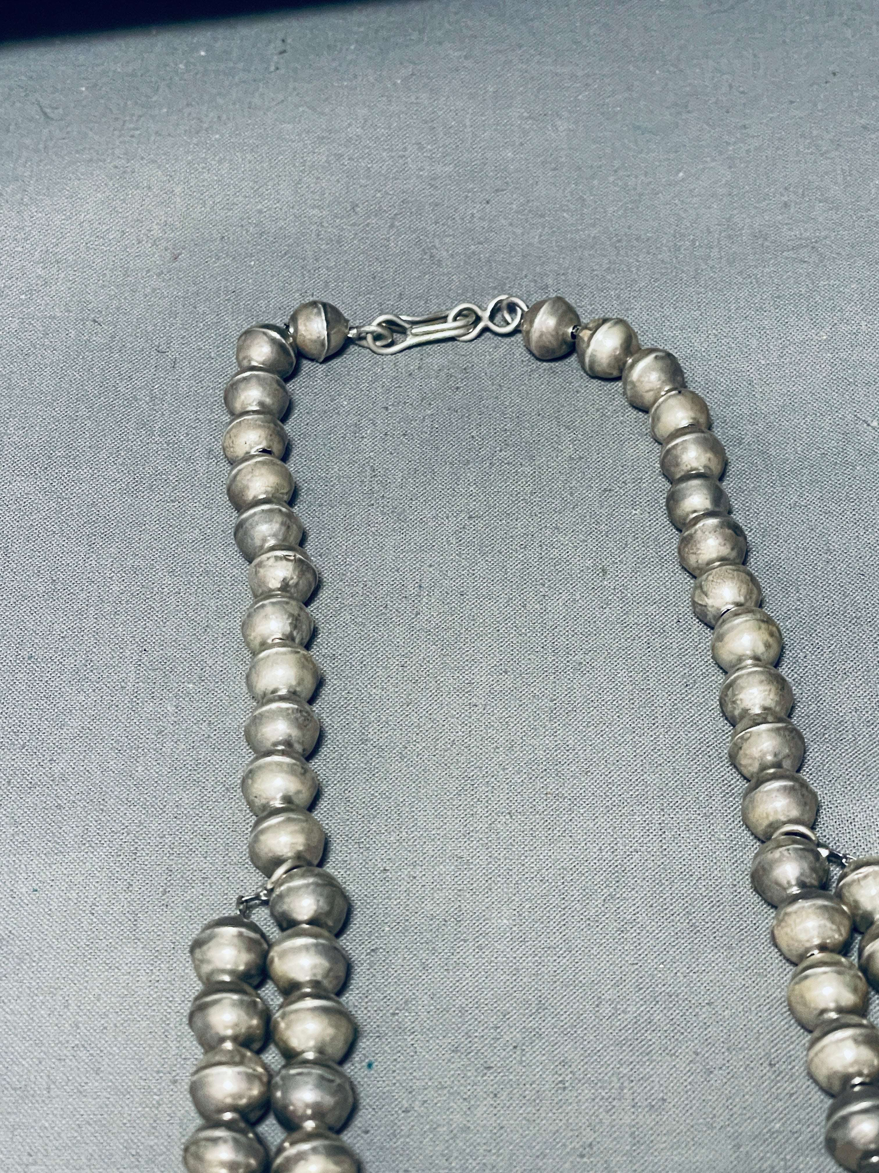 187 Grams Fab!! Vintage Native American Navajo All Sterling Silver Squash Blossom Necklace