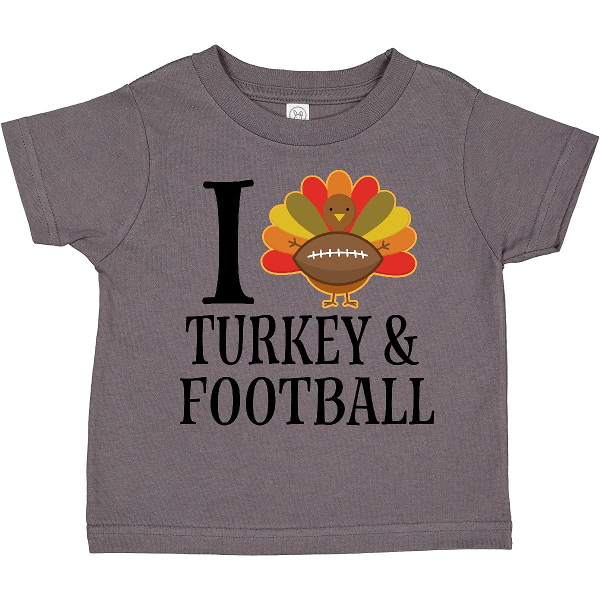 Inktastic Thanksgiving Day 'I Love Turkey and Football' Toddler T-Shirt - Cute Holiday Outfit for Kids & Family Gatherings