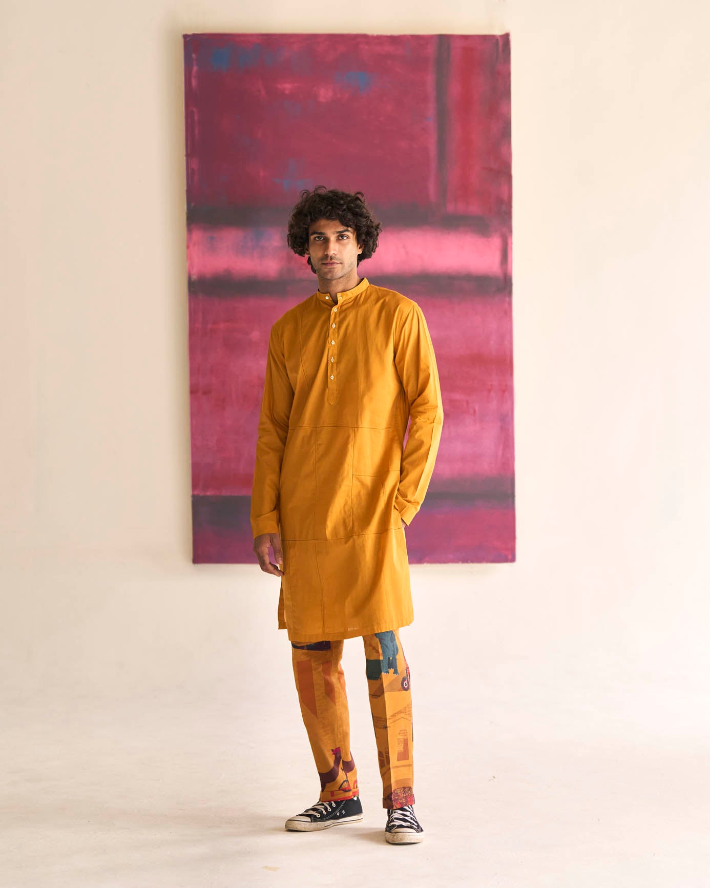Andaaz Women's Mustard Cotton Lattice Kurta - Comfortable & Stylish Indian Ethnic Wear for Festivals, Parties & Casual Outings