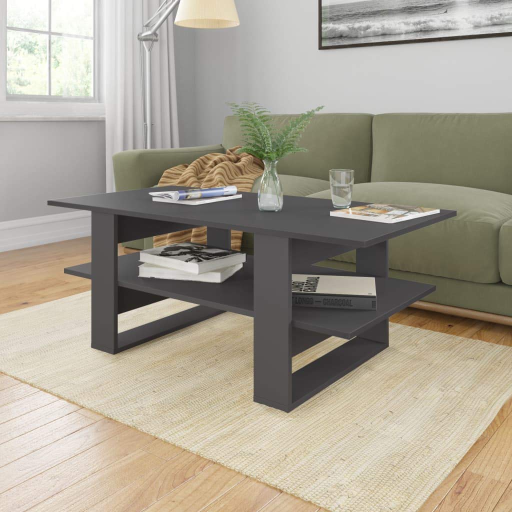 Mid-Century Modern Coffee Table with Storage Shelf - Rectangular Living Room Cocktail Table, Sofa Table & Office Desk - Solid Wood, Elegant & Functional Design - Easy Assembly - Perfect for Small Spaces, Apartments & Home Decor