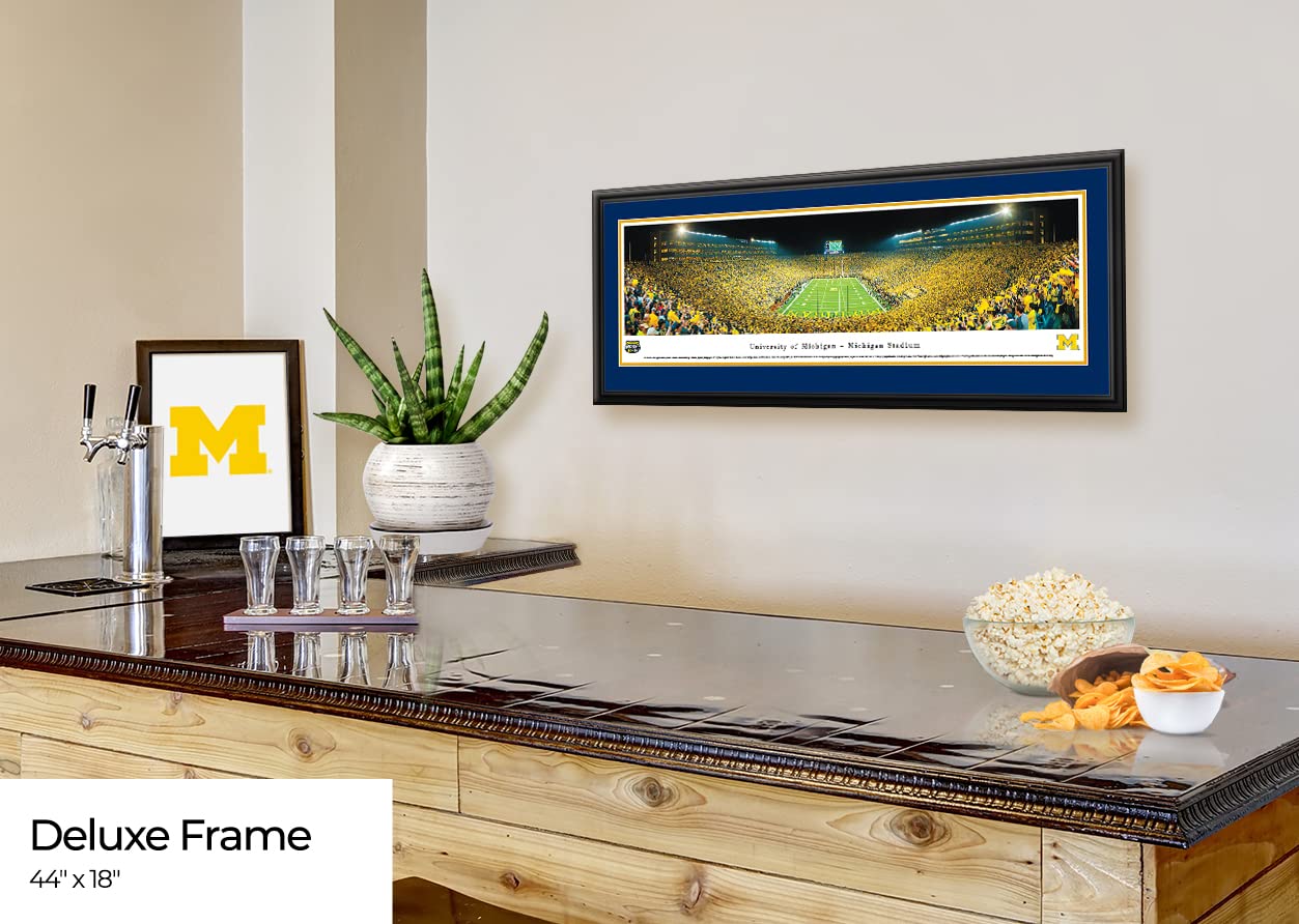 Michigan Football Under The Lights Panoramic Poster & Framed Picture - Blakeway Panoramas Wall Art for Game Room, Sports Bar & College Dorm Decor