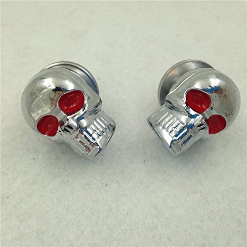 Universal Chrome Skull Eye Bolts - 2PCs for License Plate & Windshield Trim