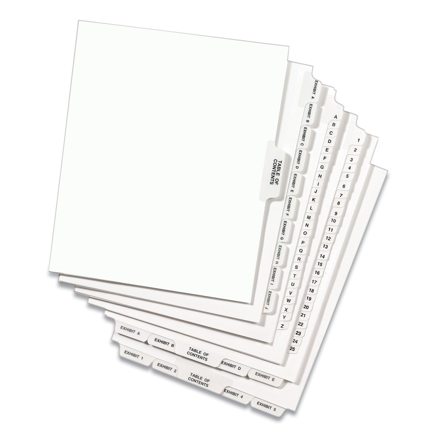 Avery Style Preprinted Legal Side Tab Dividers - 26 Tabs, Exhibit H, 11 x 8.5 Inches, White, 25/Pack (1378) - Perfect for Court Documents, Legal Files, and Office Organization