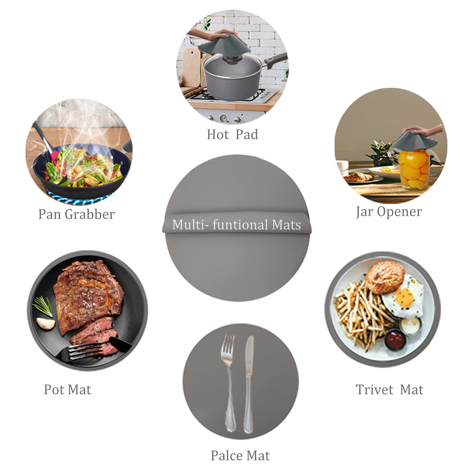 Non-Stick Silicone Baking Mat 12 Inch - Heat Resistant Oven Mat & Microwave Turntable Mat for Kitchen - 2 Pack Gray - Perfect for Baking, Cooking, Roasting & Microwave Use