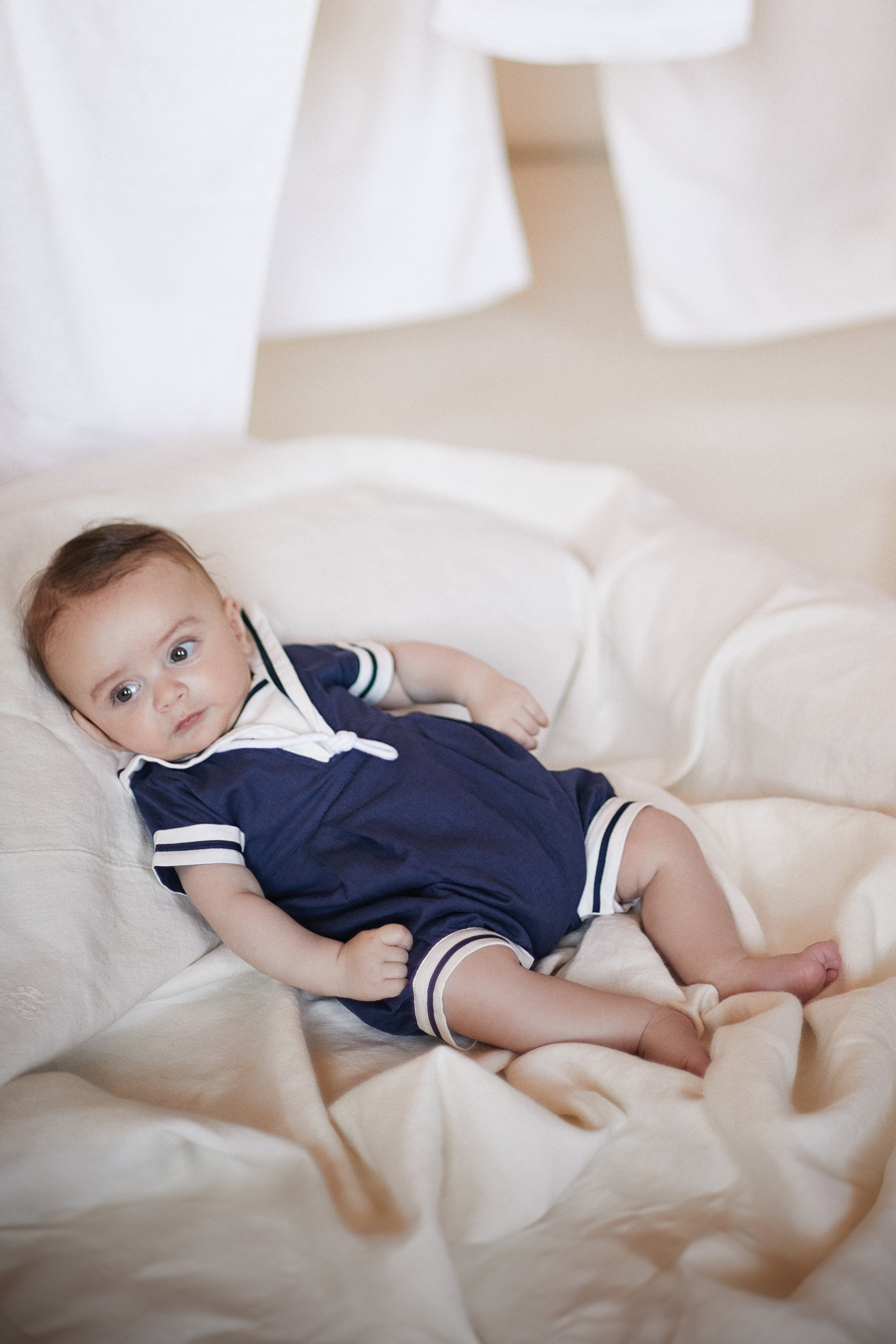 Jacques Navy Sailor Romper for Baby Boys & Girls - Cute & Comfortable One-Piece Outfit - Perfect for Beach, Party & Photo Shoots