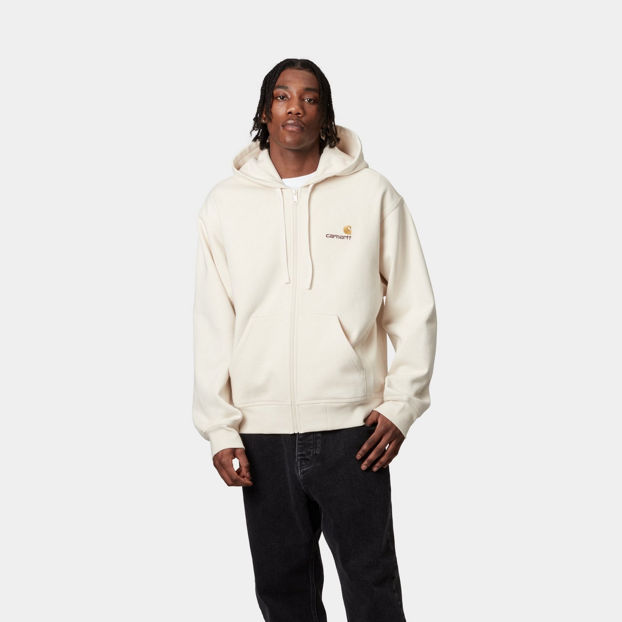 Hooded American Script Jacket in Natural Color - Stylish & Comfortable Outerwear for Men & Women | Perfect for Casual Outings, Streetwear Fashion & Cool Weather