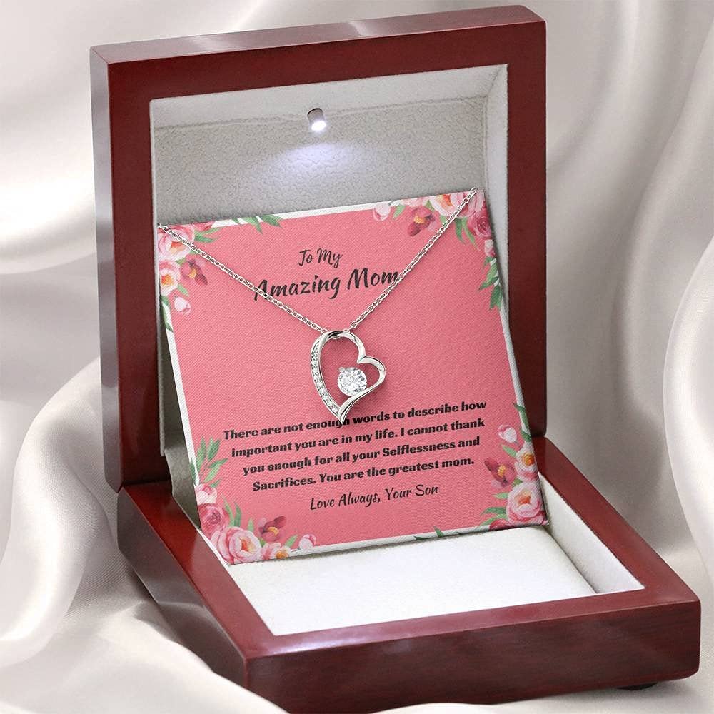 Personalized Jewelry Gift for Mom - Greatest Mom Forever Love Necklace - Mother's Day, Birthday & Thank You Gift from Son - Perfect for Special Occasions & Everyday Wear