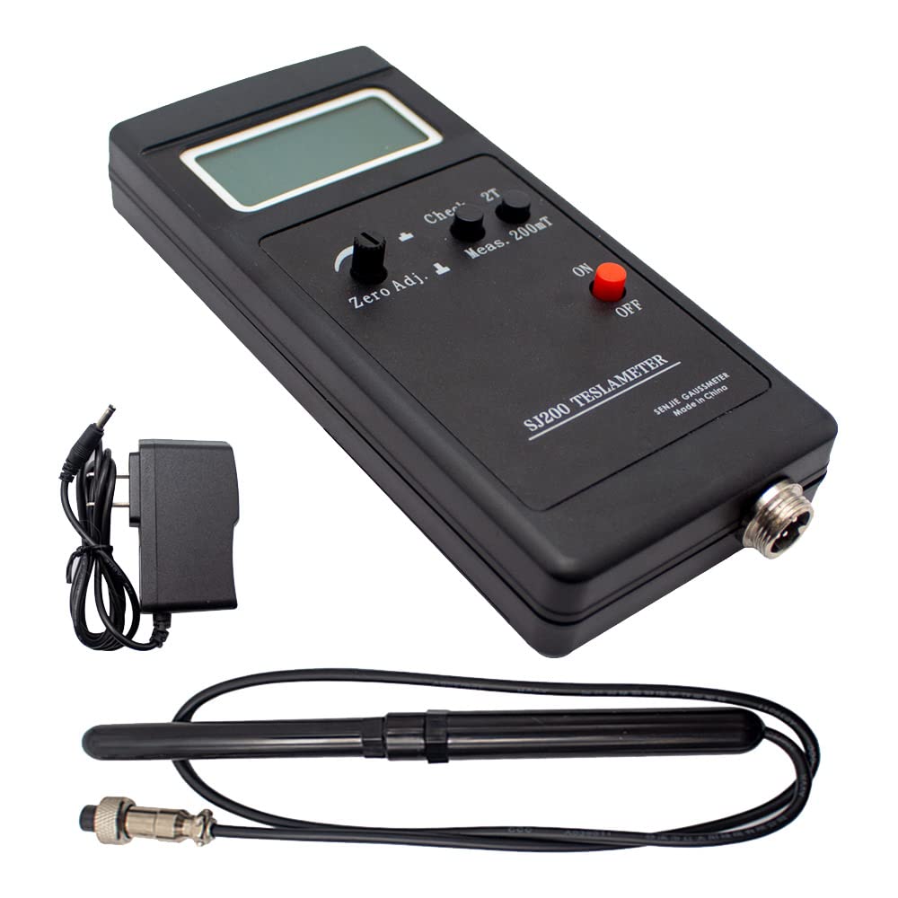 SJ200 Digital Gauss Meter - High Precision Static Magnetic Field Tesla Tester (0-200mT to 2000mT Range) with Power Adapter - Perfect for Laboratory, Industrial & Electronics Testing