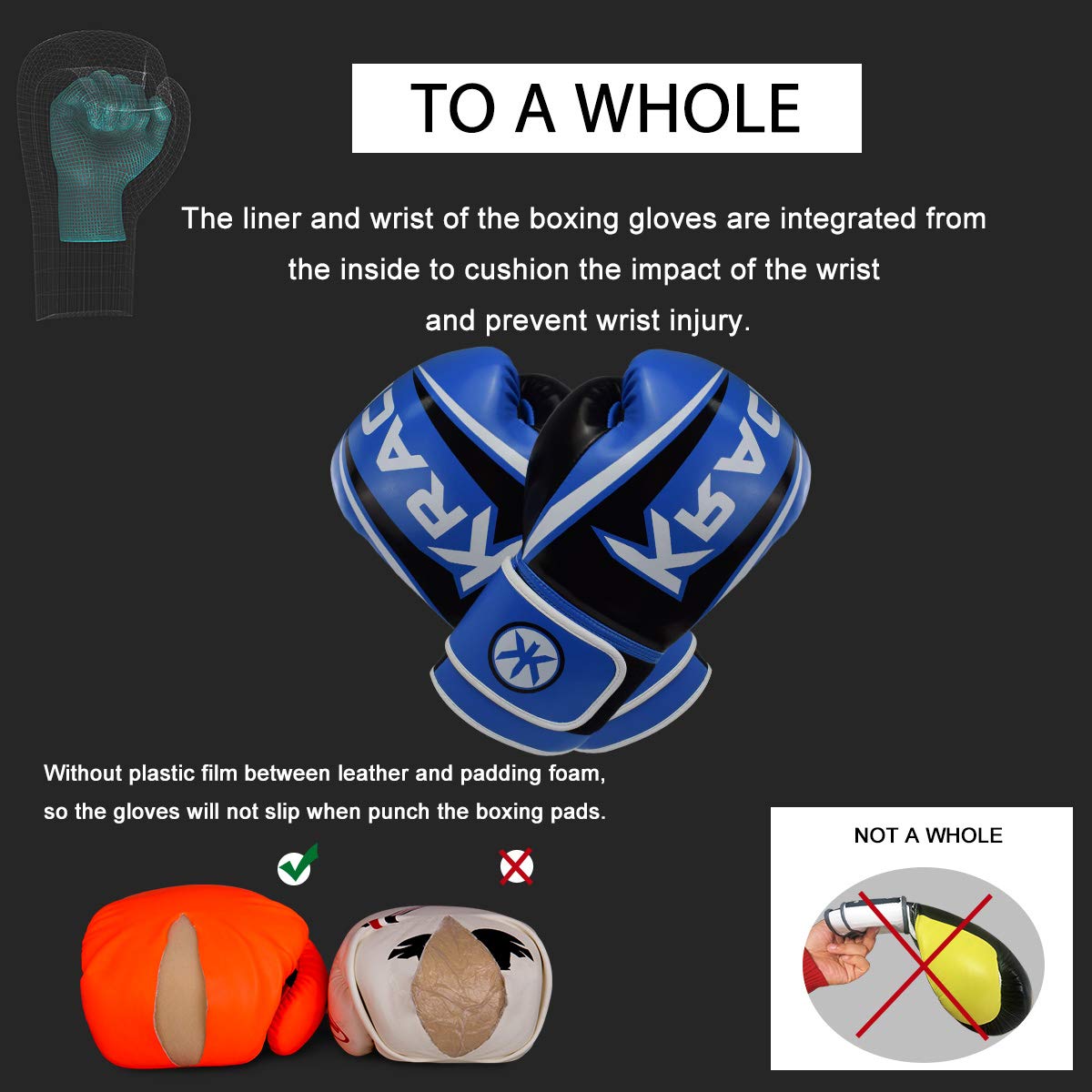 Krace Boxing Gloves 12oz 14oz 16oz for Men, Women & Kids - Premium PU Leather Training Gloves for MMA, Kickboxing & Fitness Workouts - Perfect for Gym, Home Exercise & Martial Arts Training