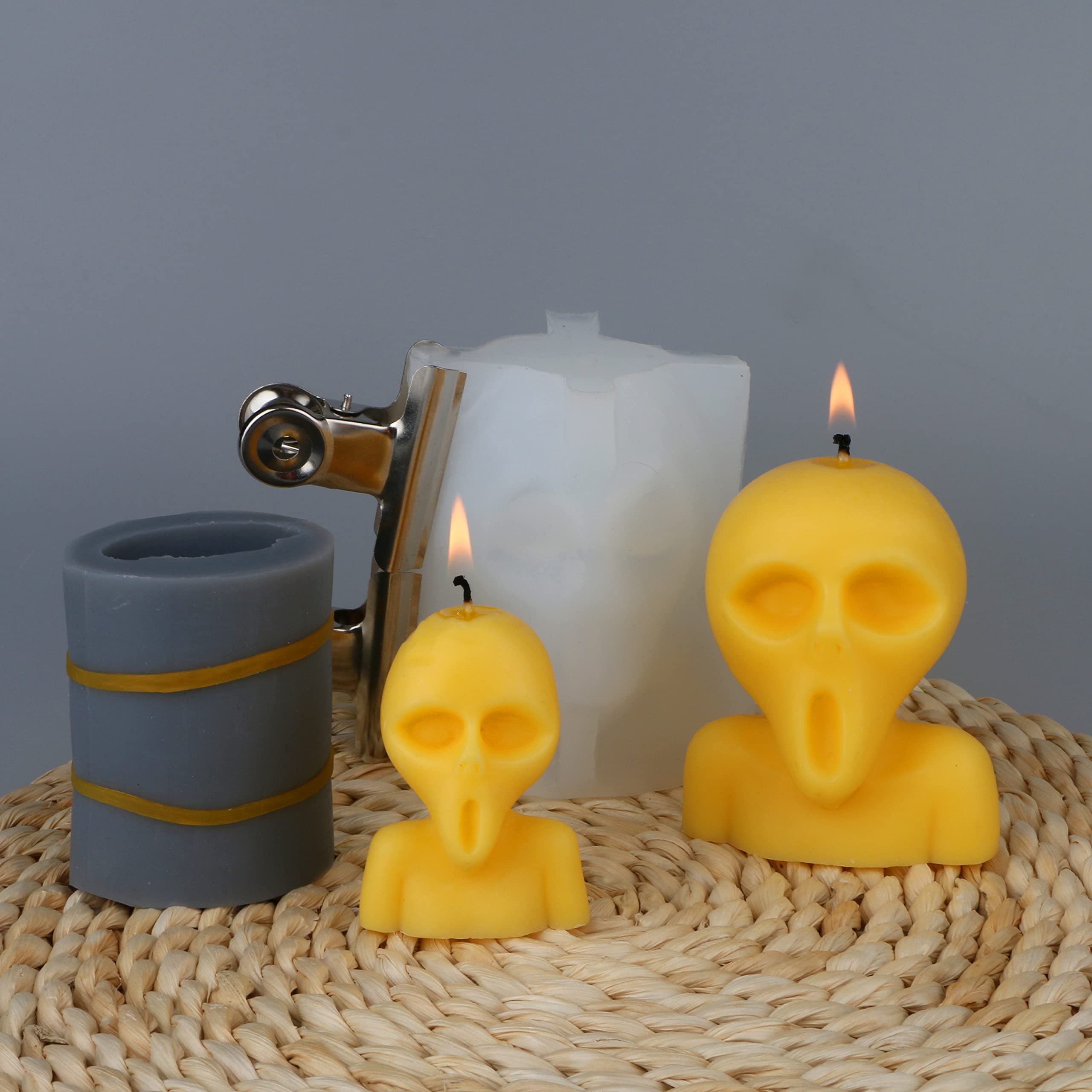2PCS Large Skull Silicone Molds for Candle Making & Epoxy Resin Casting - DIY Home Decor, Halloween Crafts, and Unique Art Projects