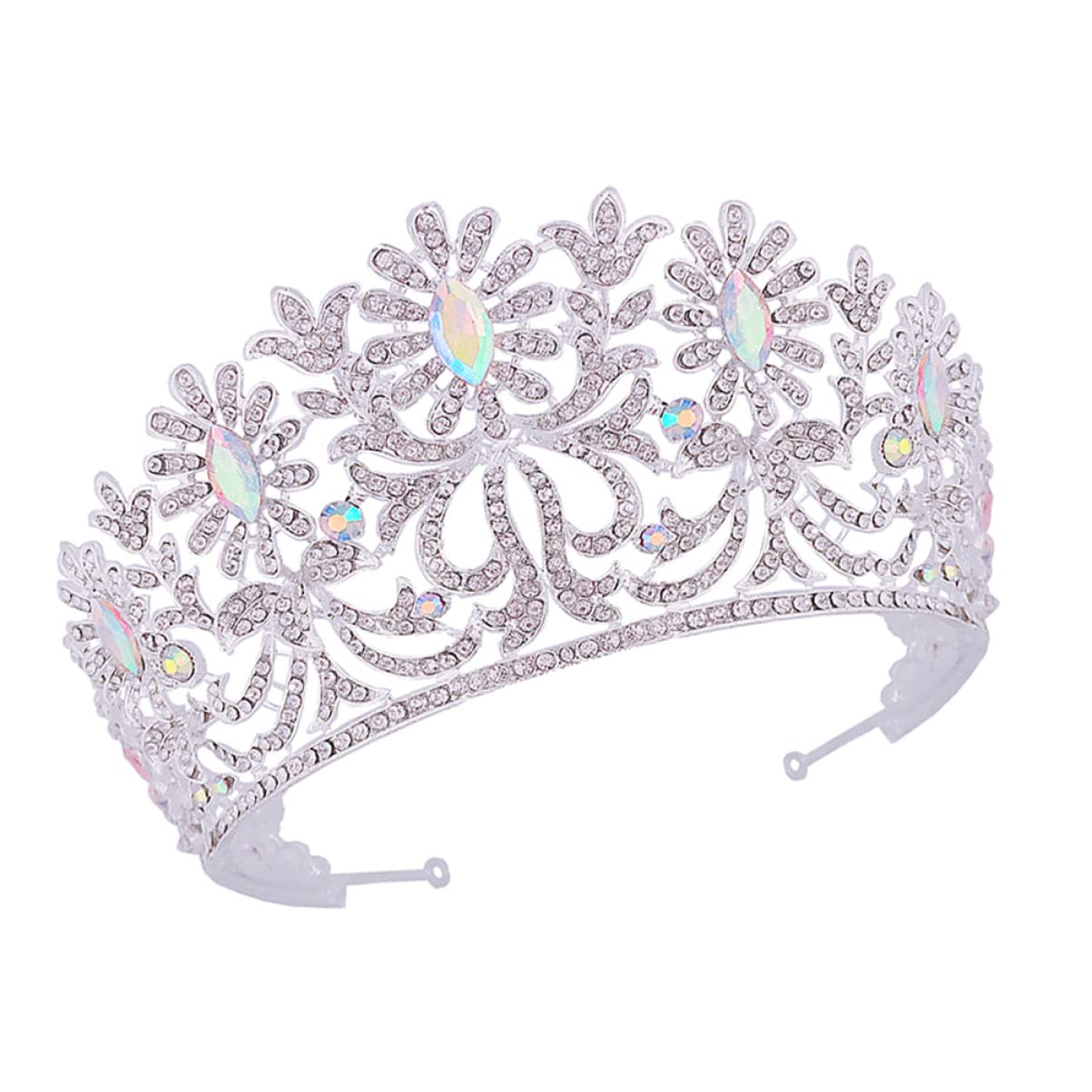 FRCOLOR Large Crystal Pearl Bridal Tiara - Baroque Rhinestone Wedding Headpiece with Sparkly Pearls for Bride, Alloy Hair Accessories | Perfect for Weddings, Prom, Pageants & Special Occasions