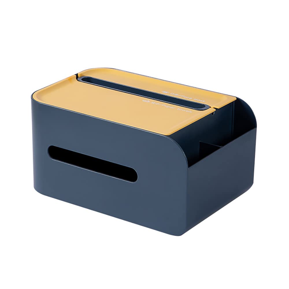 Multi-Function ABS Tissue Box Cover Holder with Storage Organizer - Blue | Napkin Tissue Box Caddy for Bathroom, Bedroom & Office | Keeps Tissues Handy & Adds Stylish Decor to Any Room