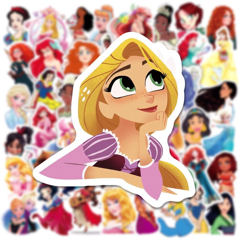 200Pcs Disney Princess Stickers Pack - Cute Cartoon Character Stickers for Kids, Teens & Adults - Waterproof Decorative Stickers for Water Bottles, Laptops, Luggage & DIY Crafts - Perfect for School, Parties & Scrapbooking