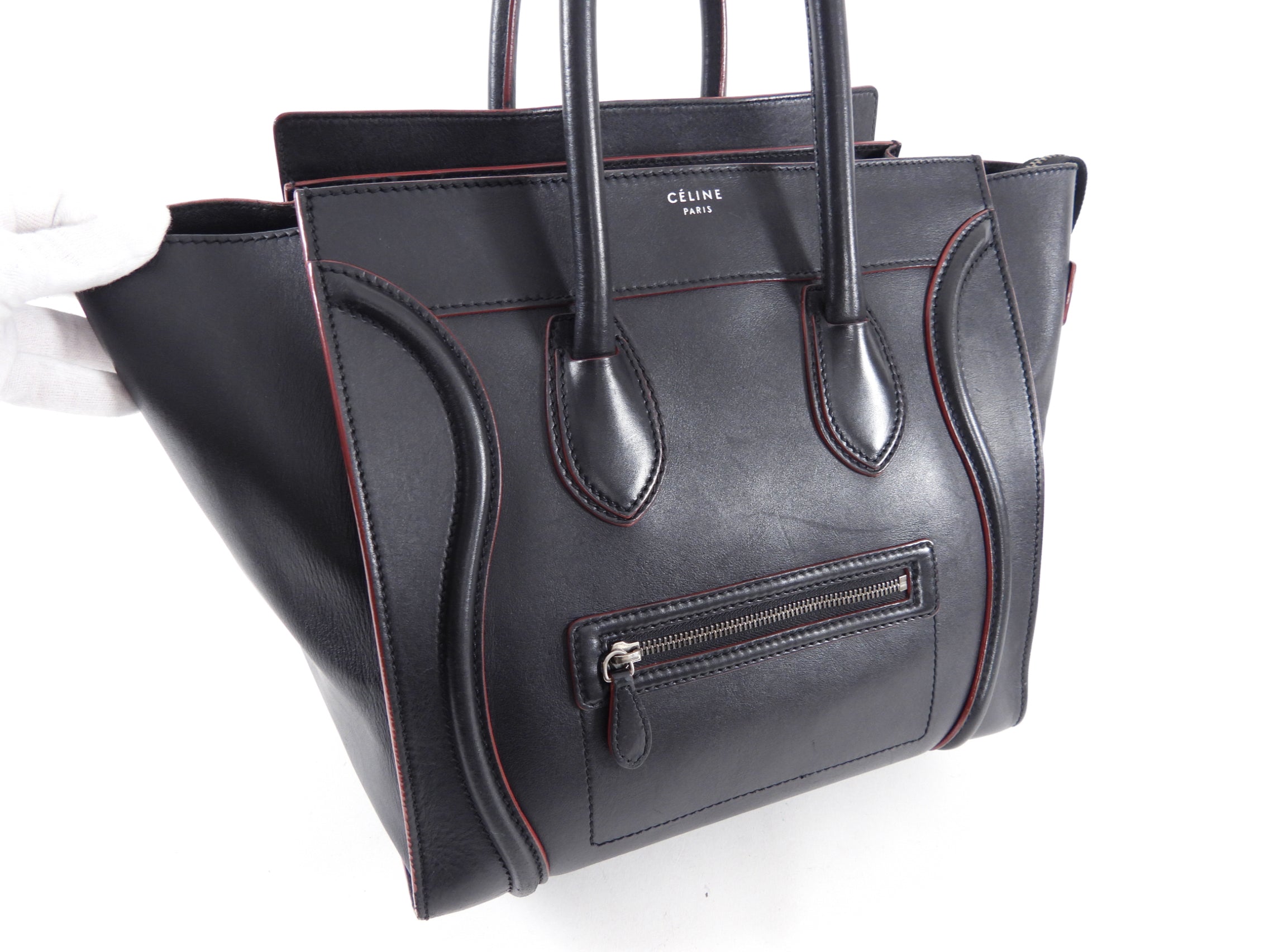 Celine Black Leather Mini Luggage Tote Bag for Women - Stylish Designer Handbag for Work, Travel & Everyday Use