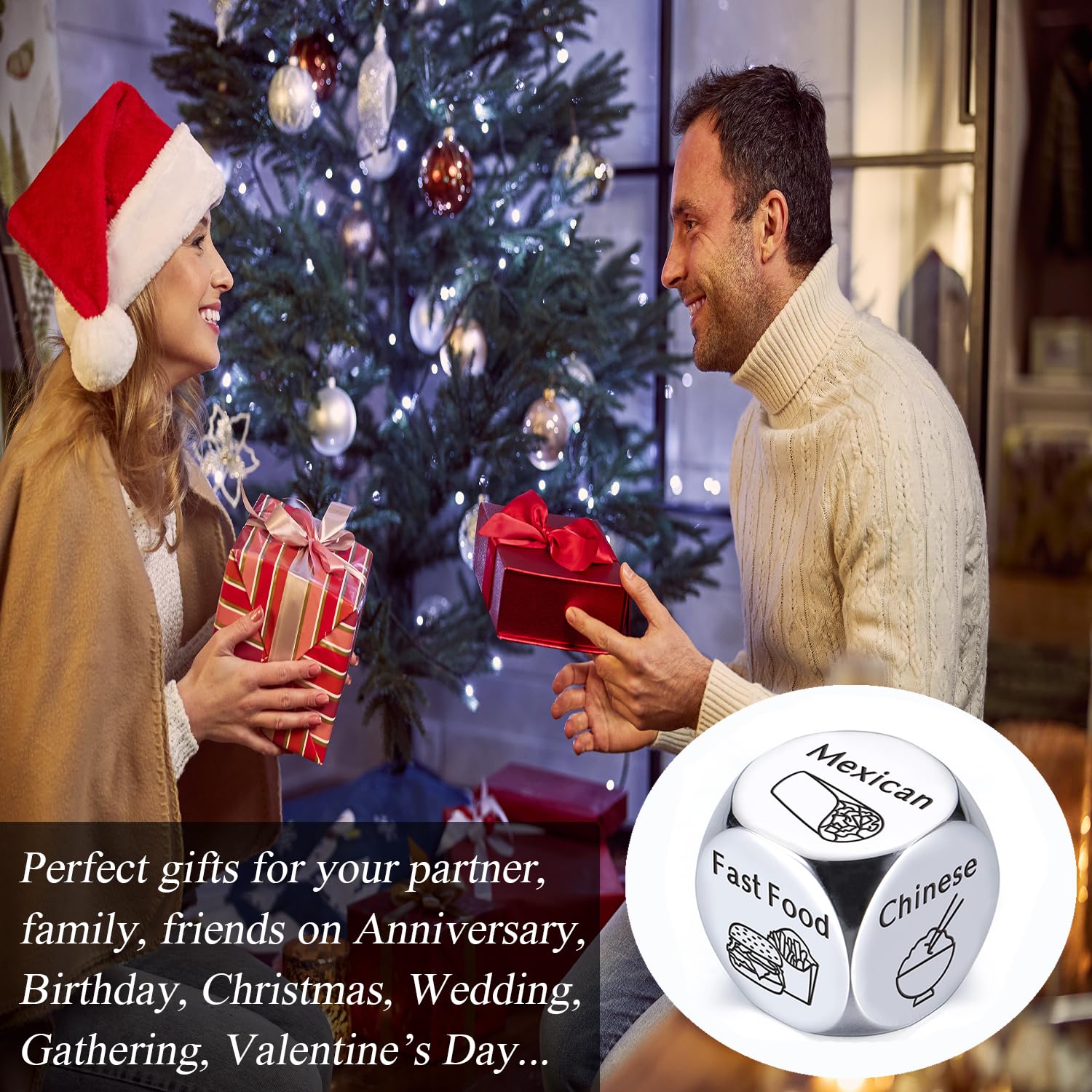 Valentine's Day Gifts for Him & Her - Romantic Anniversary Food Dice Game for Couples, Boyfriend & Girlfriend Presents - Perfect Wedding, Birthday Gift for Husband, Wife, Men & Women | Fun Date Night Activity & Couples Game Night
