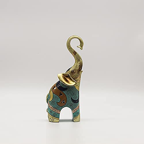 Golden Elephant Statue & Small Figurine - Elegant Home Decor for Living Room, Office & Feng Shui Gifts