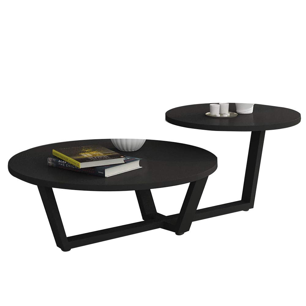 **Bseack Small Round Coffee Table - Steel & Wood Combination Side Table for Small Spaces - 5 Color Options (Color B) - Perfect for Apartments, Living Rooms & Bedrooms**