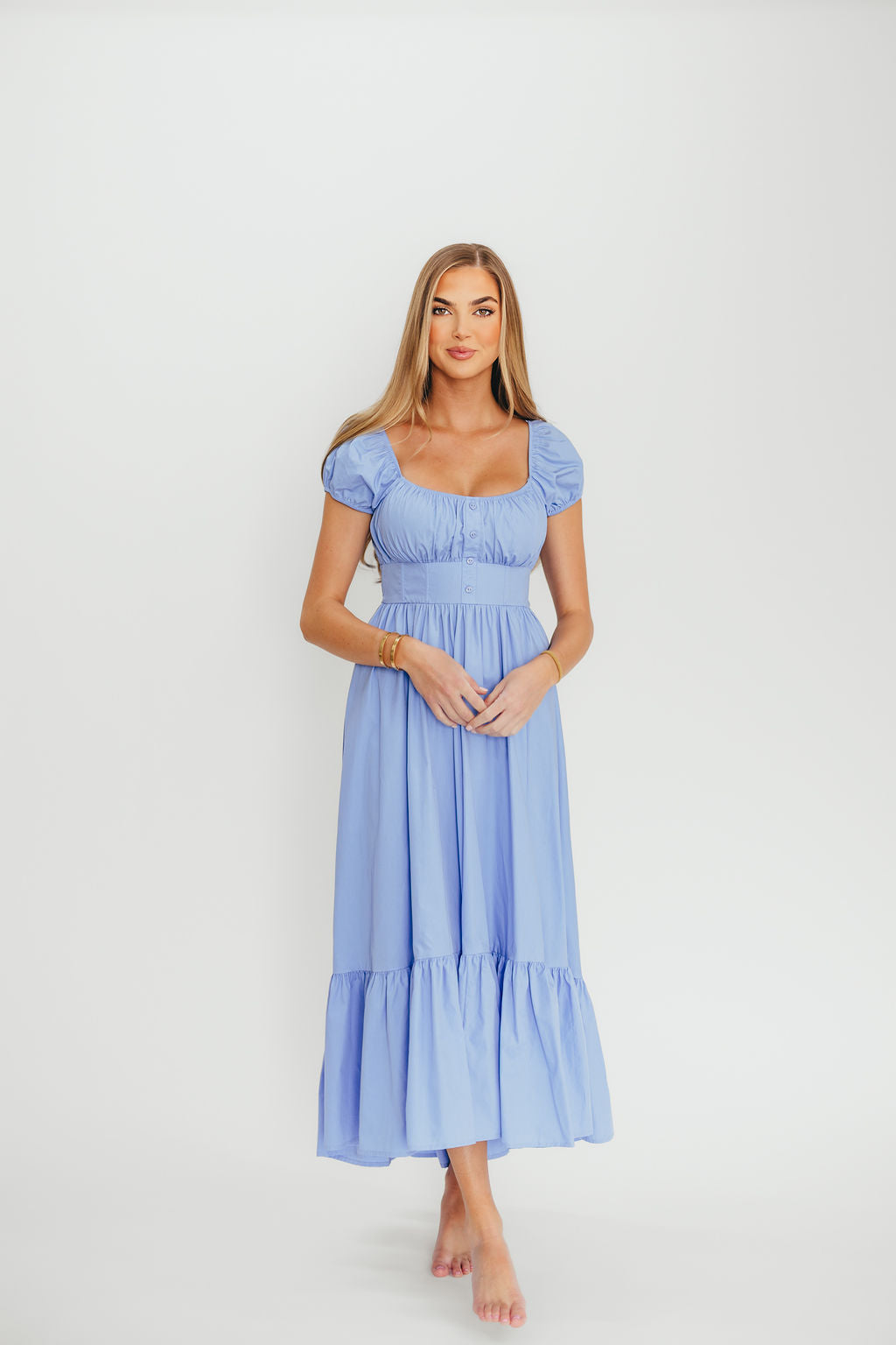 Light Blue Hannah Midi Dress for Women | Flowy Summer Dress with Pockets | Perfect for Beach Vacations, Brunch Dates & Casual Outings